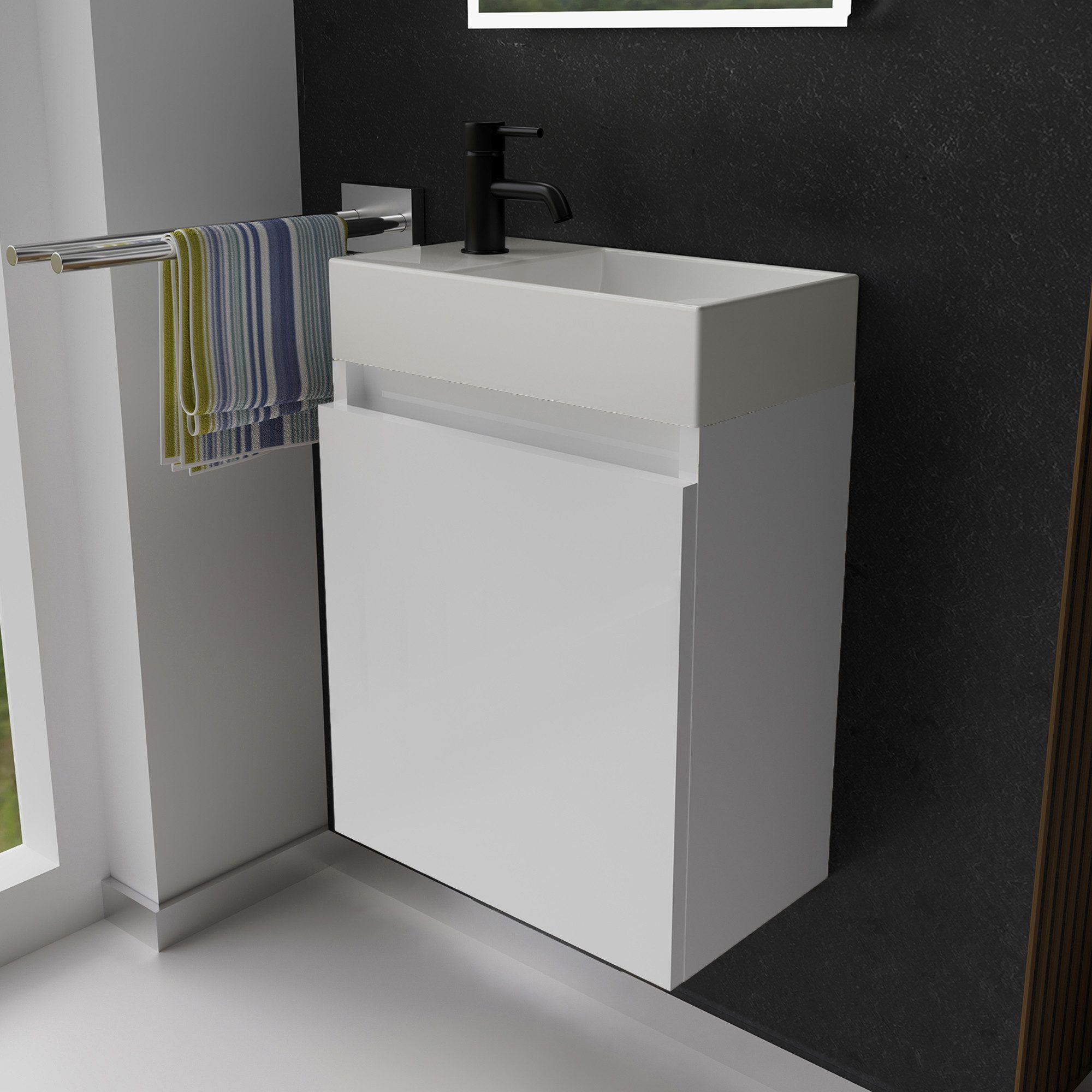 Alpenberger Badmöbel-Set Gäste WC Waschbecken mit Unterschrank - Badschrank günstig online kaufen