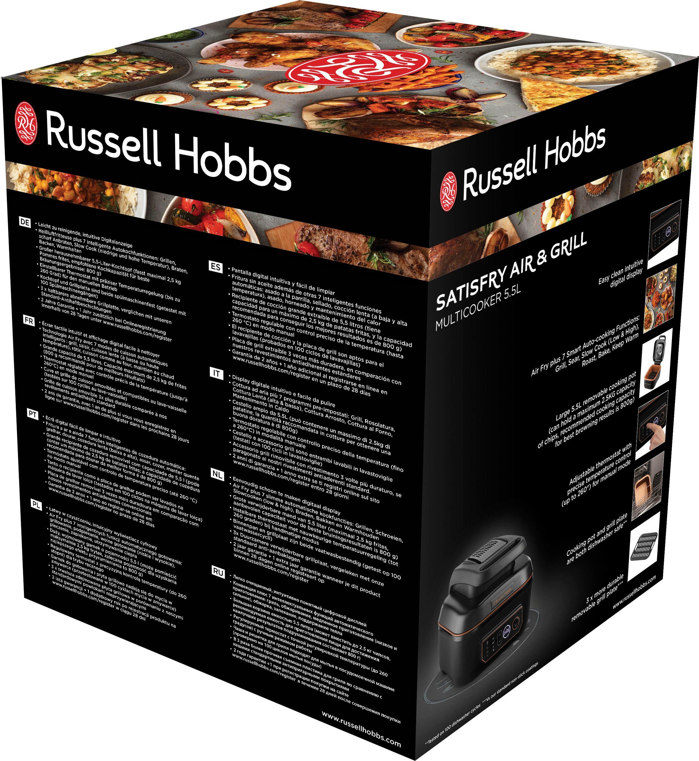 RUSSELL HOBBS Heißluftfritteuse Multikocher 26520-56, - 5,5 1745 Air SatisFry W, l Grill & groß