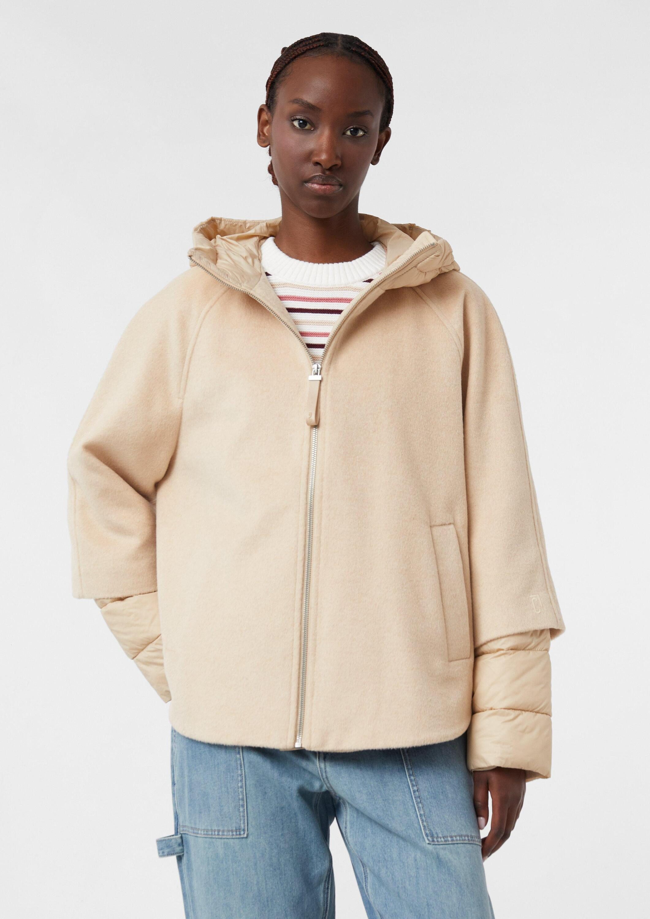 comma Funktionsjacke Outdoor-Jacke Cape-Jacke aus Wollmix mit Stepp-Details günstig online kaufen