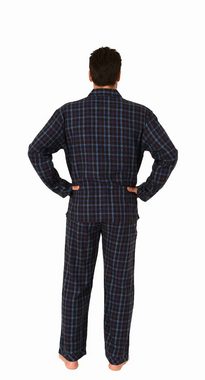 Normann Pyjama Herren langarm Flanell Pyjama Set Schlafanzug zum durchknöpfen