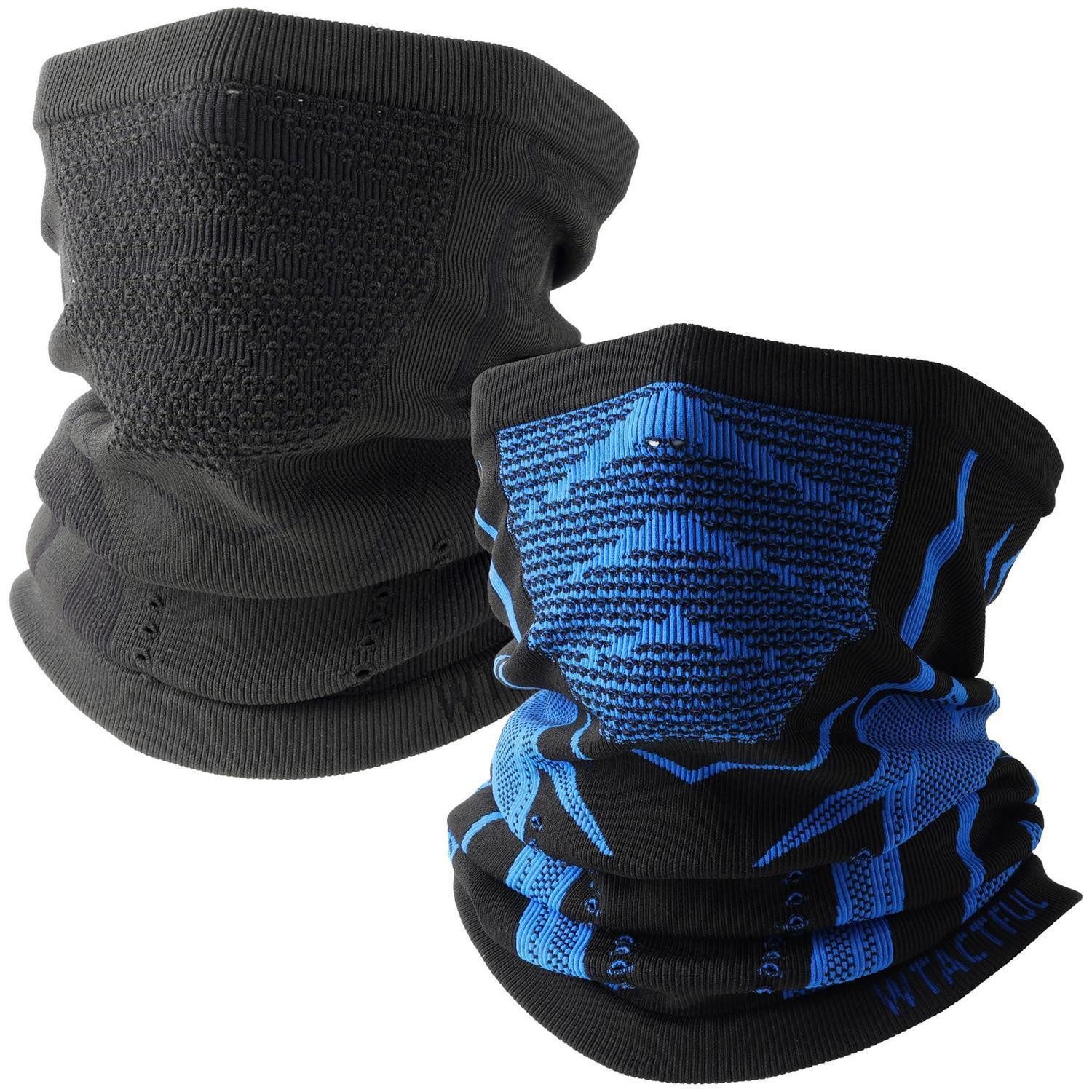 LuxusKollektion Sturmhaube Schlauchschal Herren Halstuch Halswärmer Skimaske 2 Stück Schwarz blau