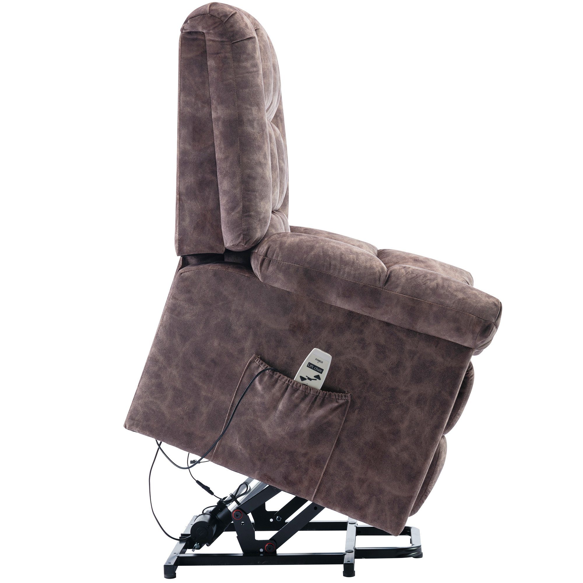 TV-Sessel (Fernsehsessel mit Aufstehhilfe, elektrisch Relaxsessel mit Fernbedienung, bis 130 kg belastbar), Massagesessel mit Liegefunktion, Wärmefunktion und Vibrationsmassage