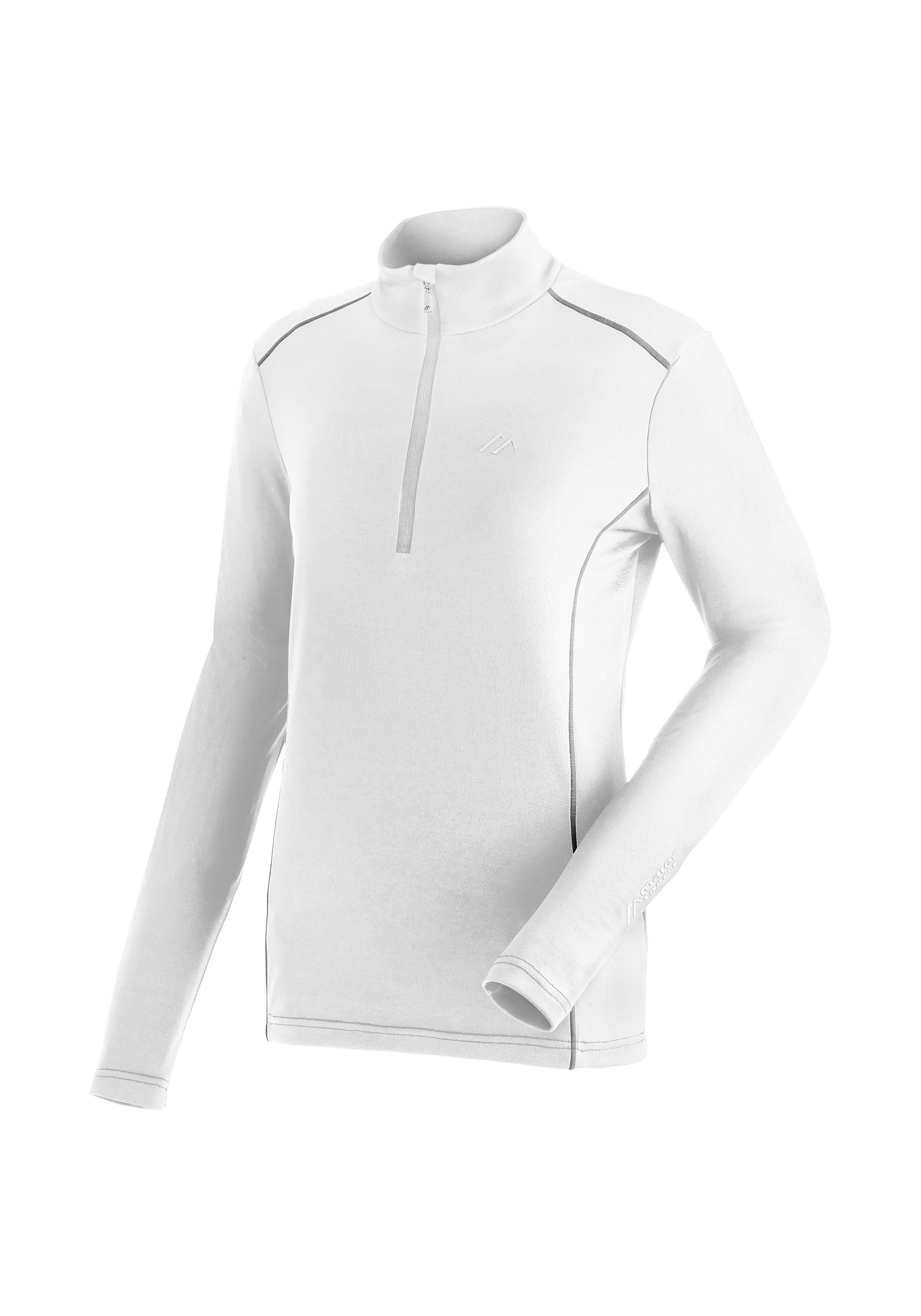 Maier Sports Fleecepullover Jenna Rec Damen Midlayer, elastisches und pflegeleichtes Half-Zip Fleece weiß