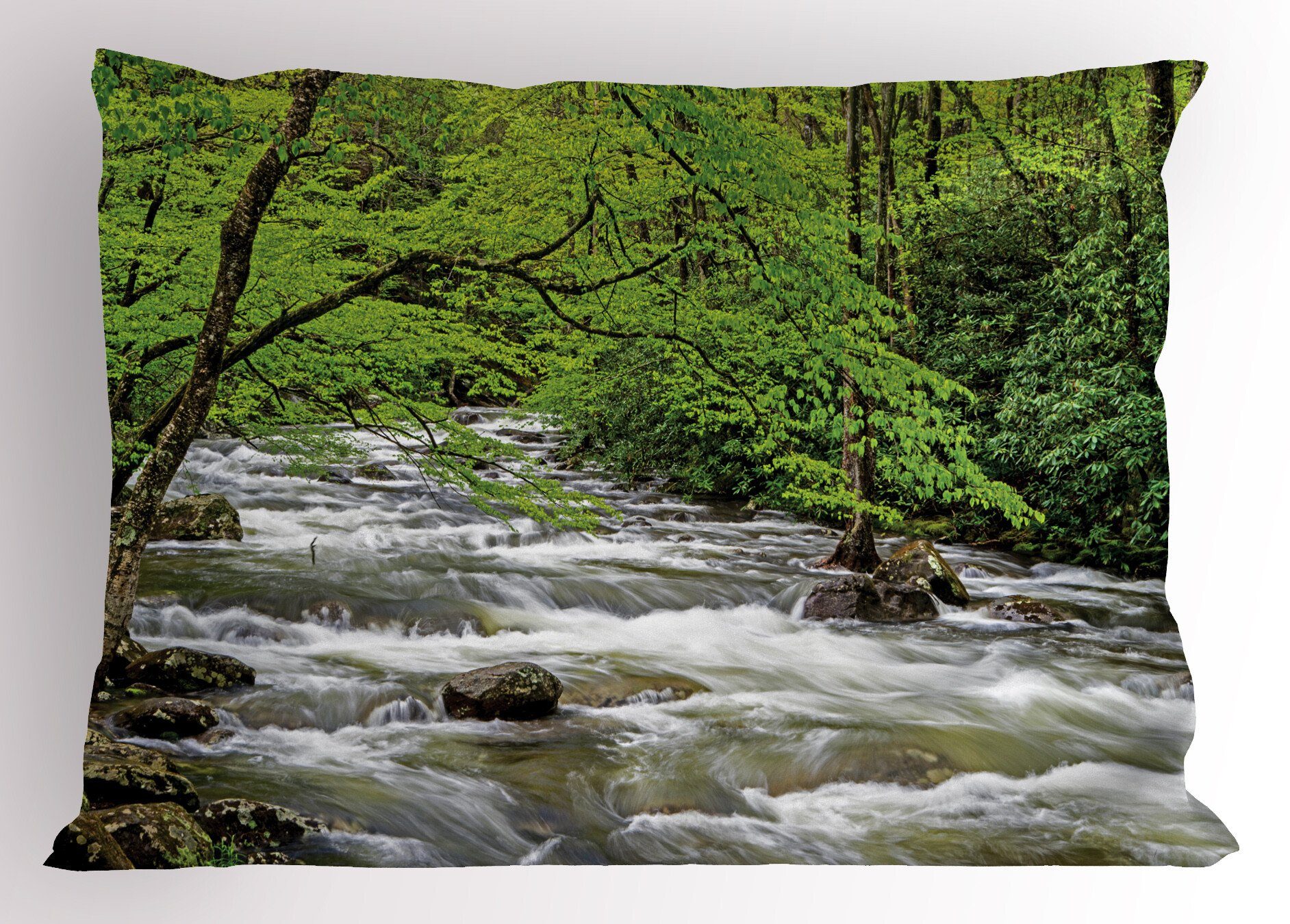 Kissenbezüge Dekorativer Standard King Size Gedruckter Kissenbezug, Abakuhaus (1 Stück), Appalachian Creek im Frühjahr Wald