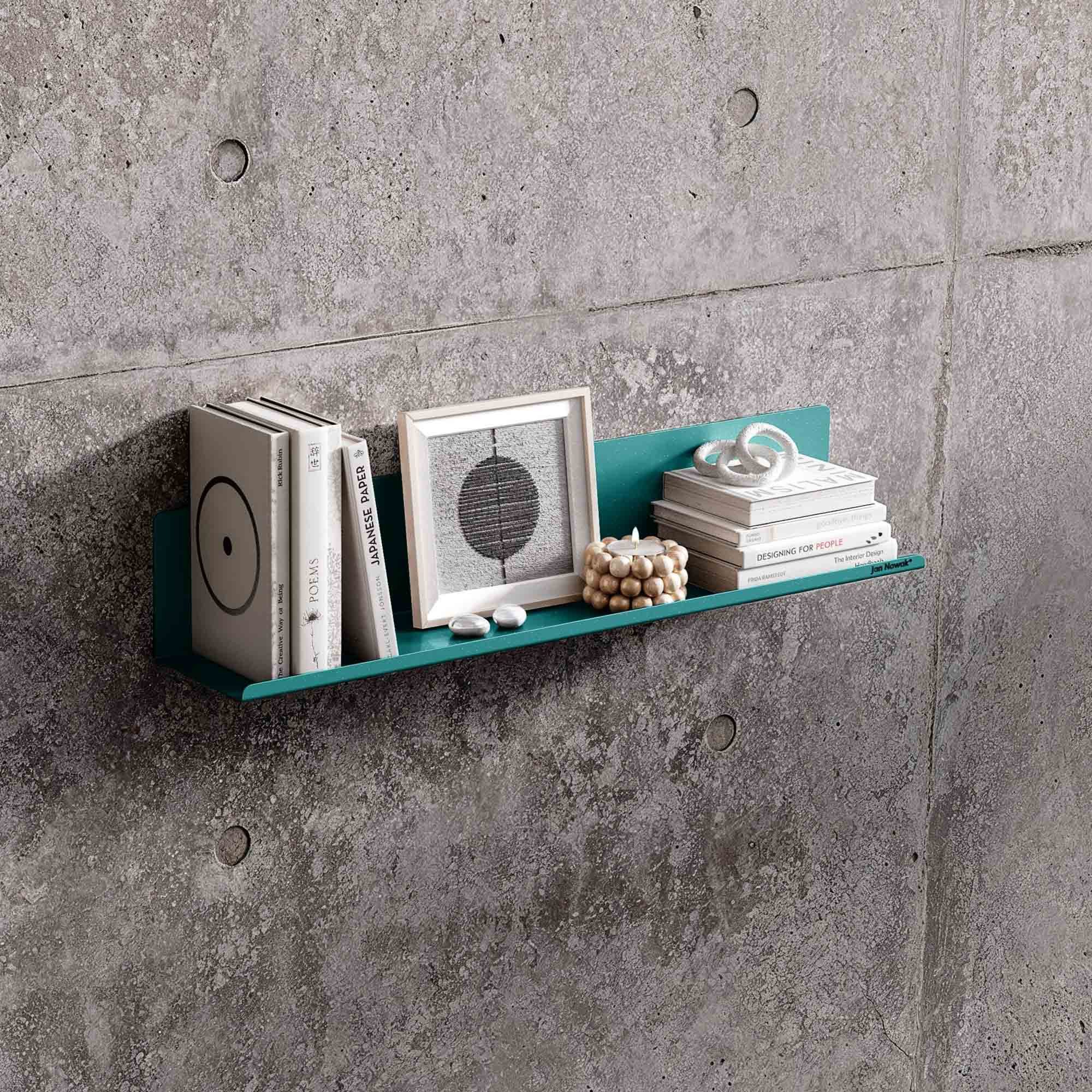 Jan Nowak Wandregal Metall Hängeregal 70 cm JOANNE verstecktes Befestigungssystem, Stahl 1,1 mm kaltgewalzt pulverbeschichtet 70 x 15 x 15 cm, Hängeregal abgerundet volle Rückwand 9 Farben modular