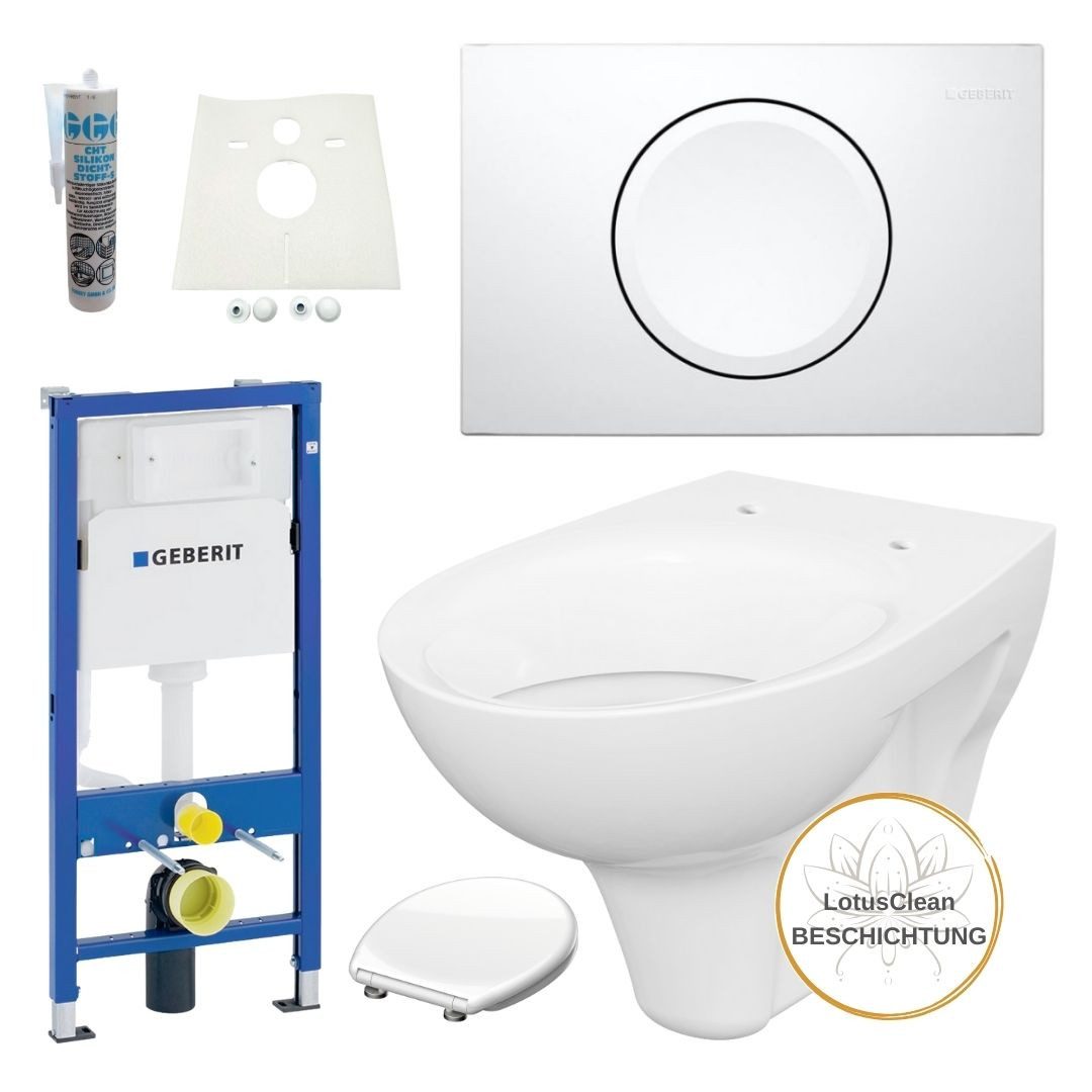 GEBERIT Vorwandelement WC Vorwandelement WC inkl. Toilette Komplettset Delta11 weiß, Spar-Set