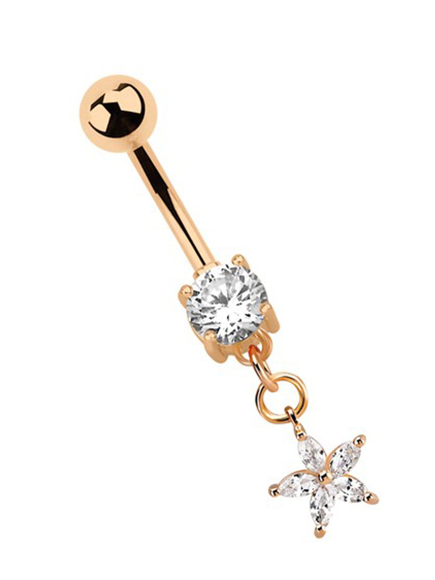 Adelia´s Bauchnabelpiercing Piercing Piercing Bauchnabelpiercing, 316l Stahl Banane - Anhänger mit Stern - rosegold