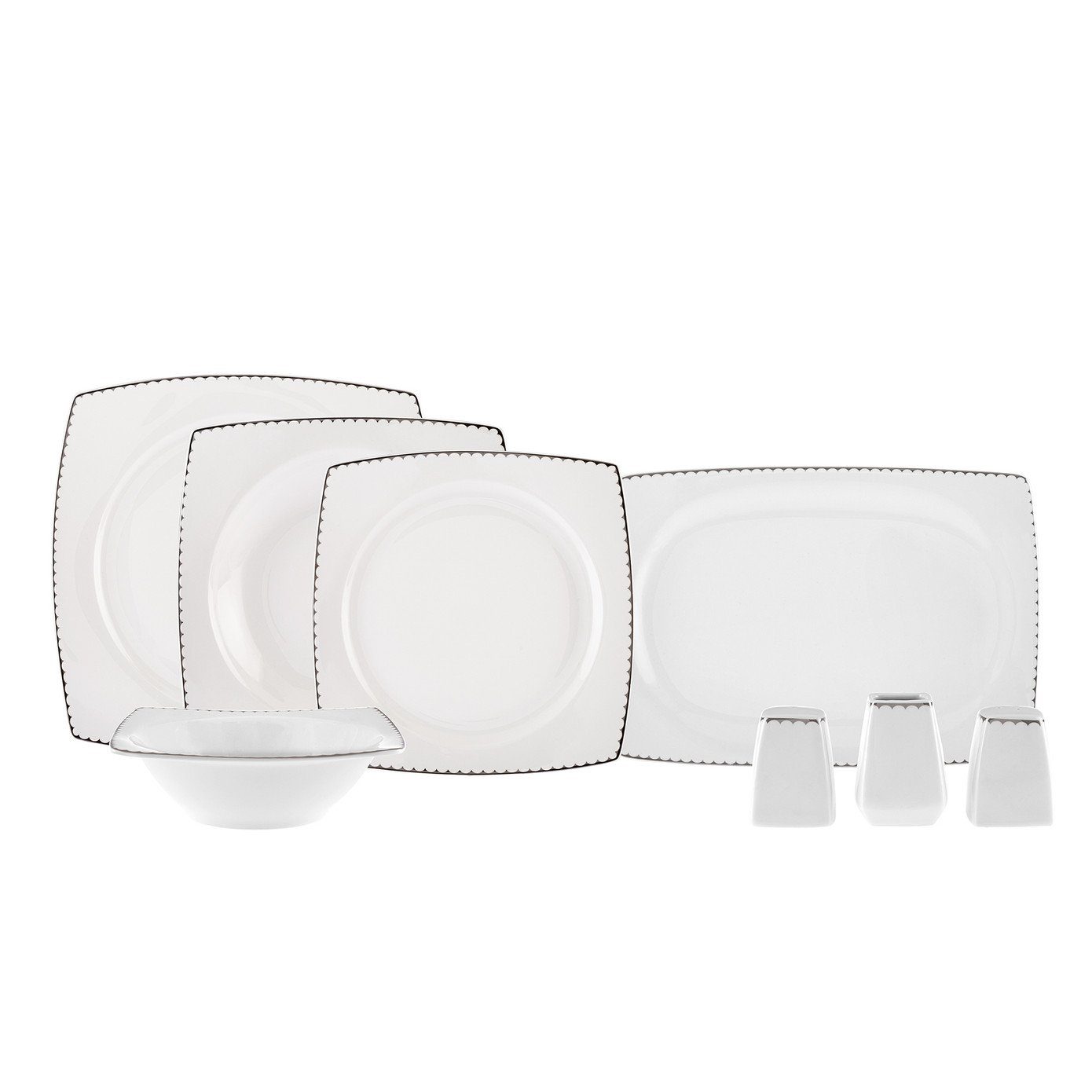 Karaca Geschirr-Set Glow 12 Personen Geschirrset, 57 Teilig, New Generation Bone