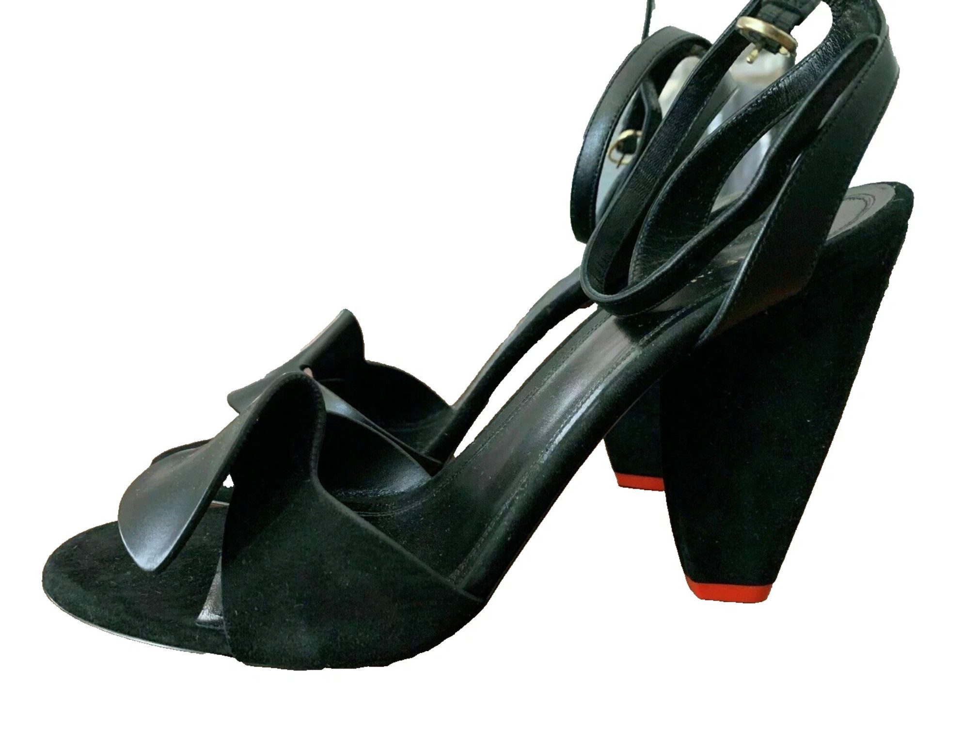 CELINE Ruffle Pumps Schuhe aus Leder & Veloursleder High-Heel-Sandalette