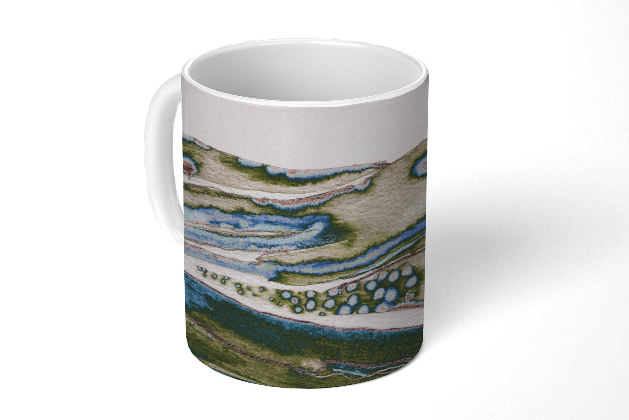 MuchoWow Tasse Abstrakt - Kaffeetassen, - Geschenk Natur Grün- Teetasse, Keramik, Teetasse, - Becher, Kunst, Hügel