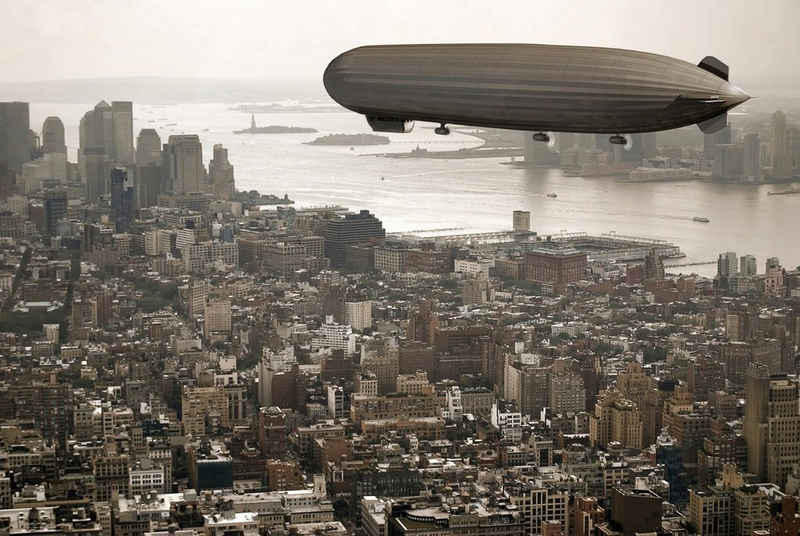 Papermoon Fototapete Zeppelin über New York