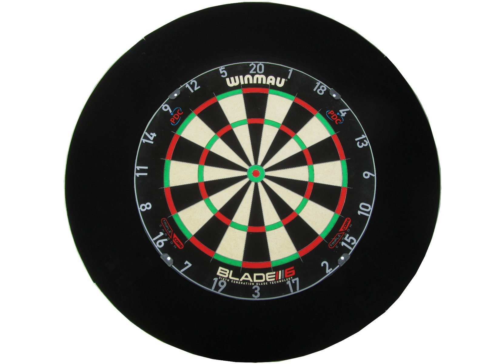 DSX Dartscheibe Winmau Blade 6 Triple Core PDC Carbon Dartboard Darts Board + Surround Schwarz