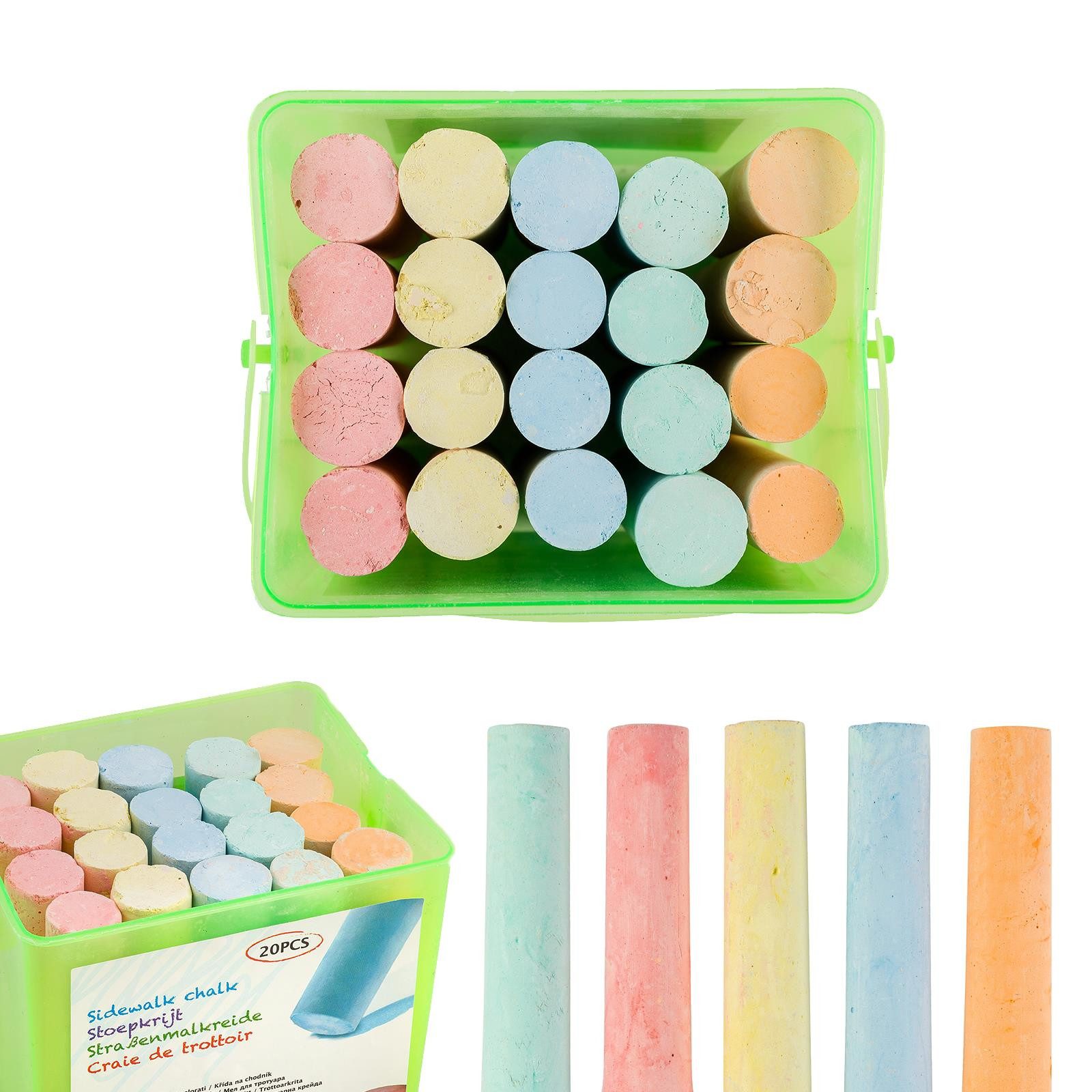 Smart-Planet Malkreide Straßenmalkreide 20Stk - bunte Kreide im Eimer für Kinder