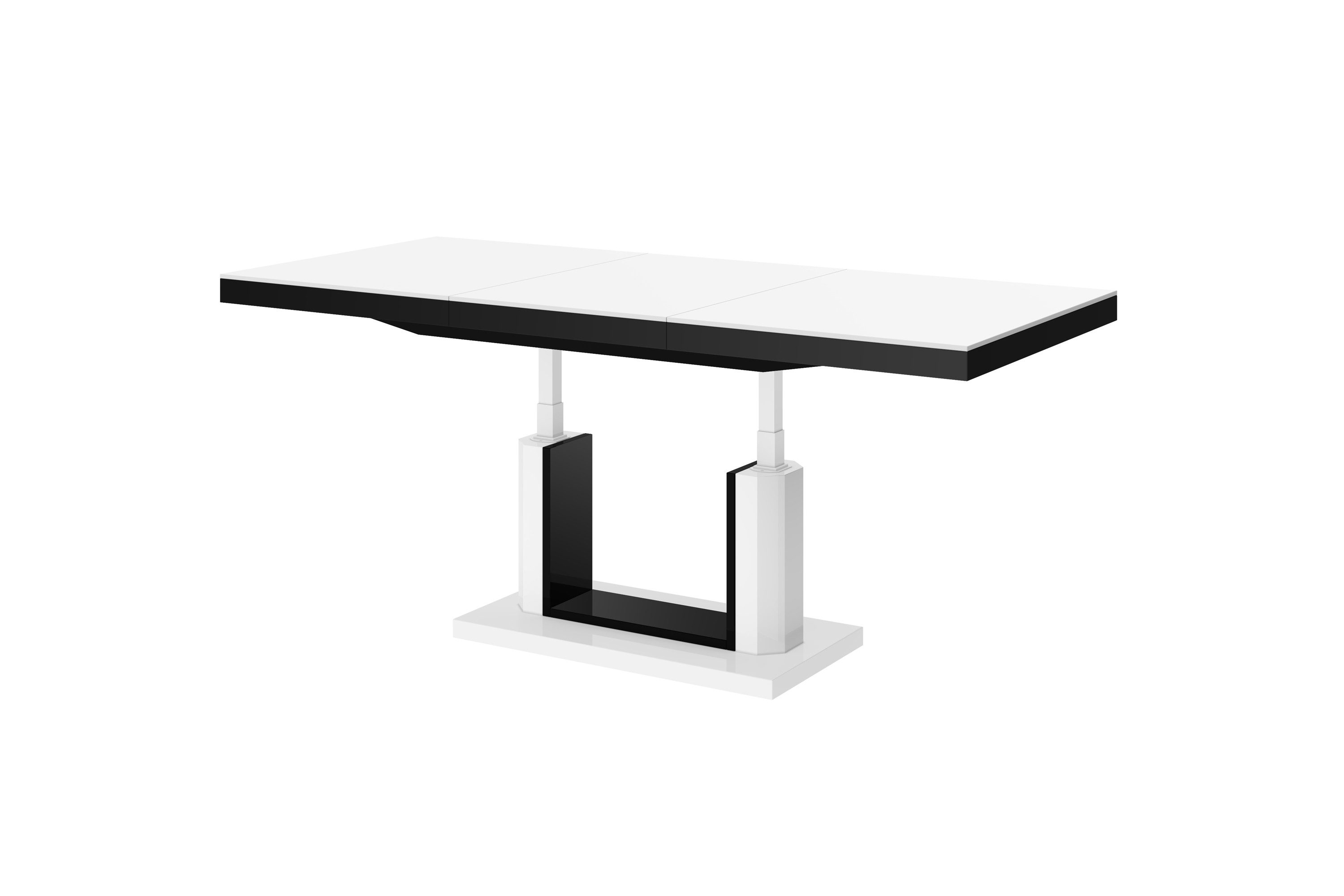 designimpex Couchtisch Design Couchtisch Tisch H-120 Weiß Hochglanz - Schwarz Hochglanz