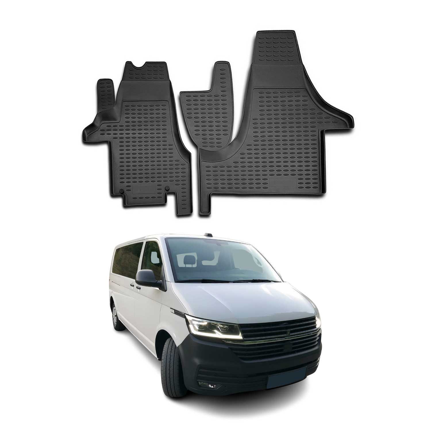 OMAC Auto-Fußmatten für VW T6 T6.1 Transporter Multivan Caravelle 2015-2024 (2 St), für VW T6 T6.1 Transporter Multivan Caravelle 2015-2024 VW T6 T6.1 Transporter Multivan Caravelle 2015-2024, Antirutsch,Wasserfest,Einfache Installation