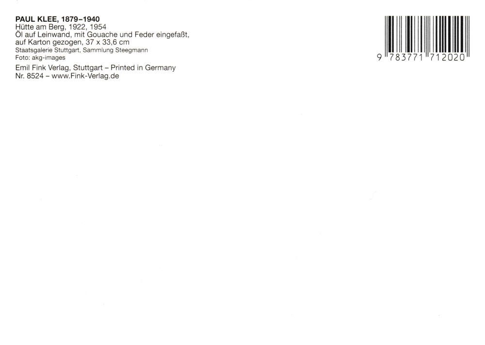 Postkarte Kunstkarte Berg" Paul Klee "Hütte am