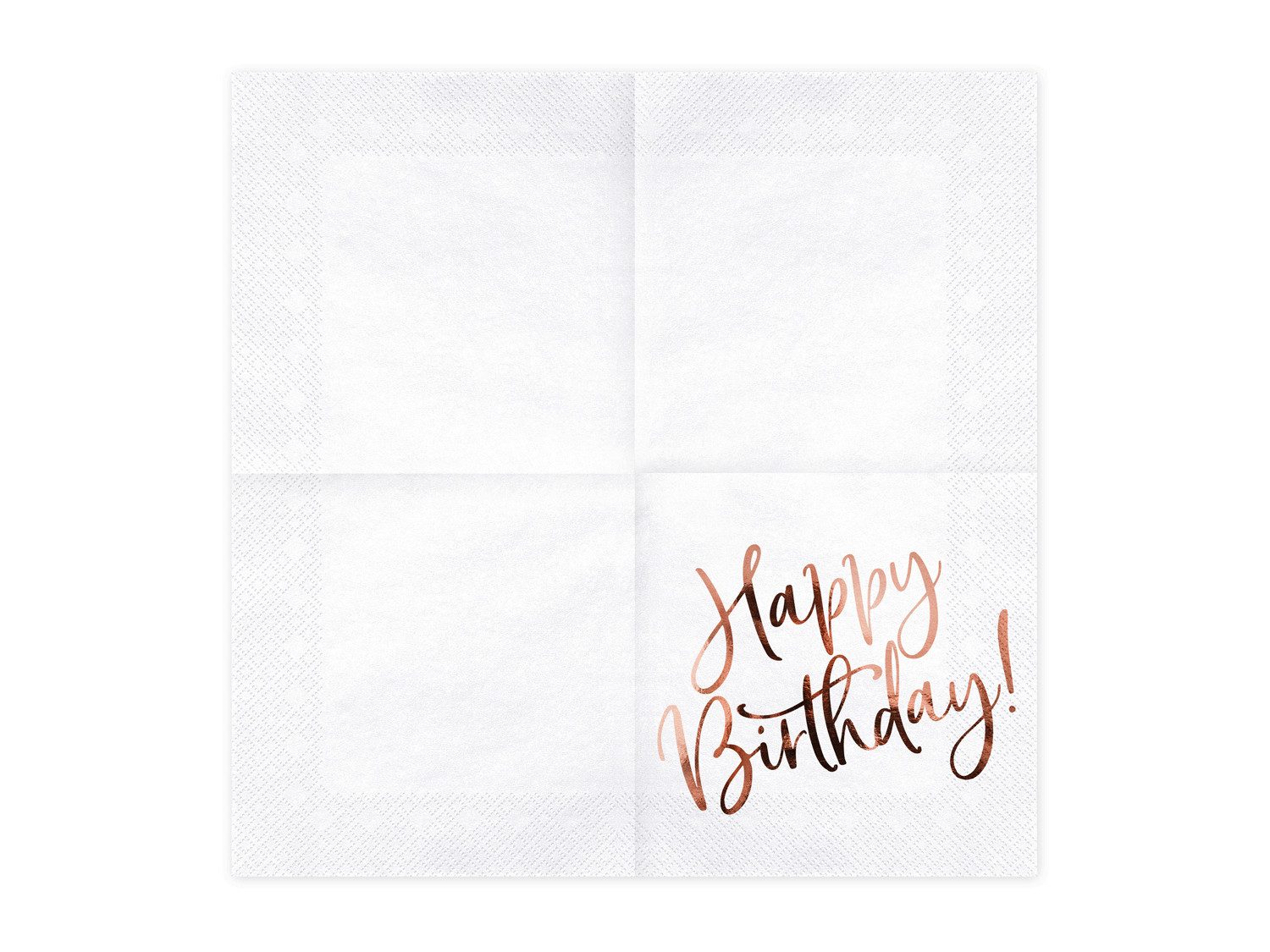 partydeco Papierserviette, Servietten Happy Birthday 33x33cm 20 Stück, weiß / rosegold