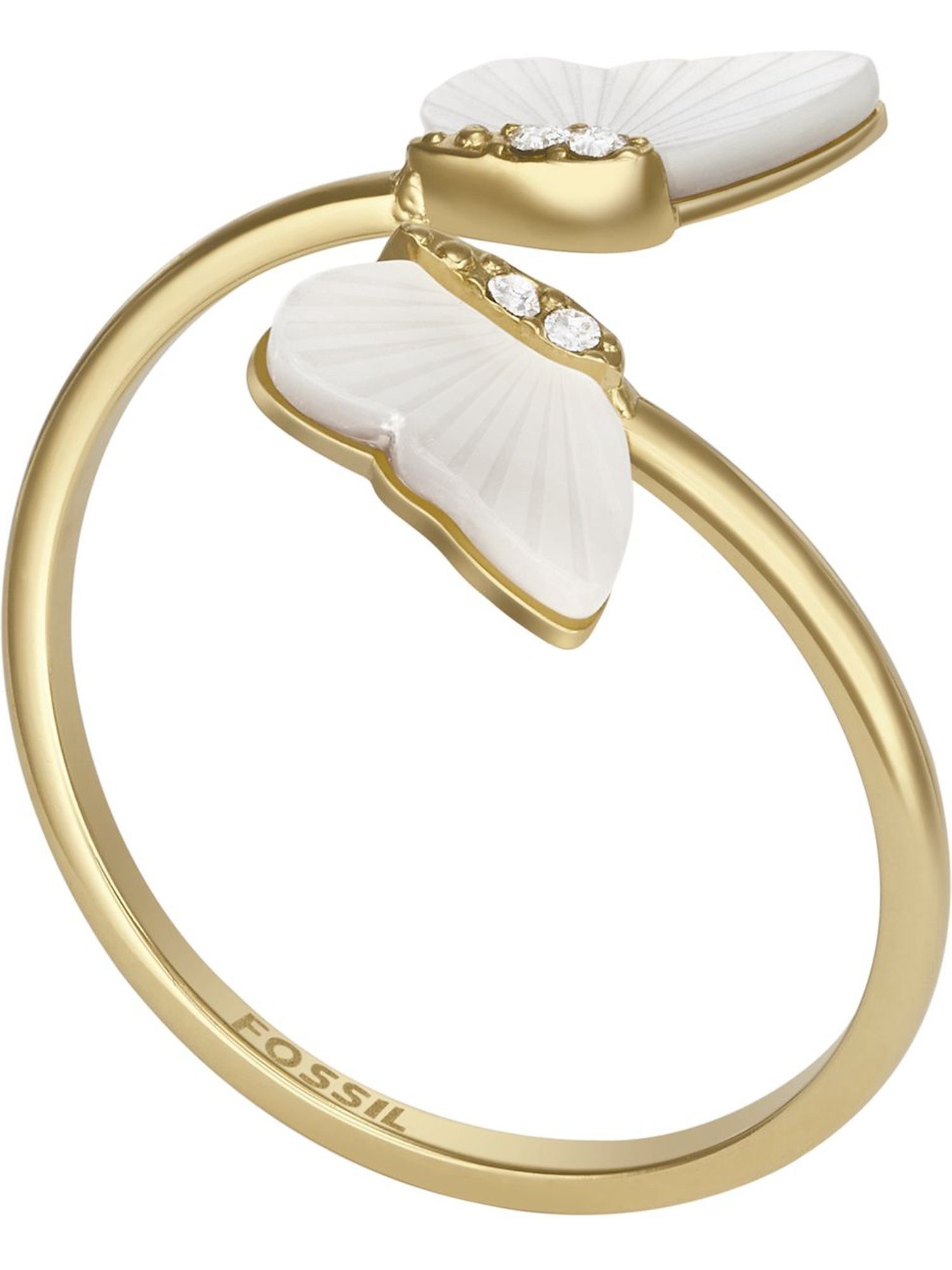 Fossil Fingerring Fossil Damen-Damenring Edelstahl Perlmutt, Perlmutt