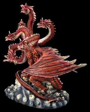 Figuren Shop GmbH Dekofigur Drachen Figur - Rote Hydra mit sieben Köpfen - Fantasy Dekofigur Deko