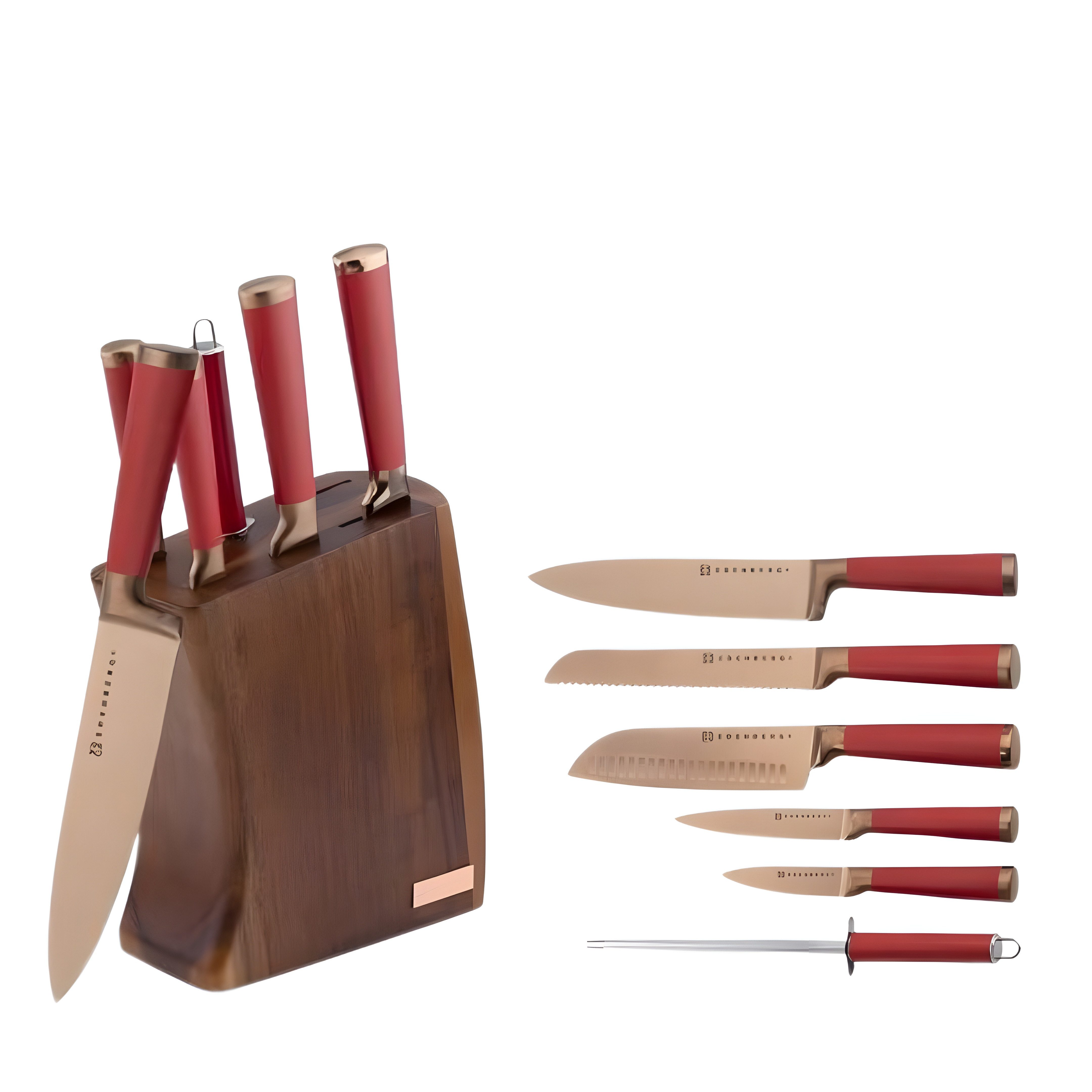 Edenberg Messerblock mit Messern Messerset mit Block Holz (7tlg), Holz-Messerblock, Titanbeschichtung