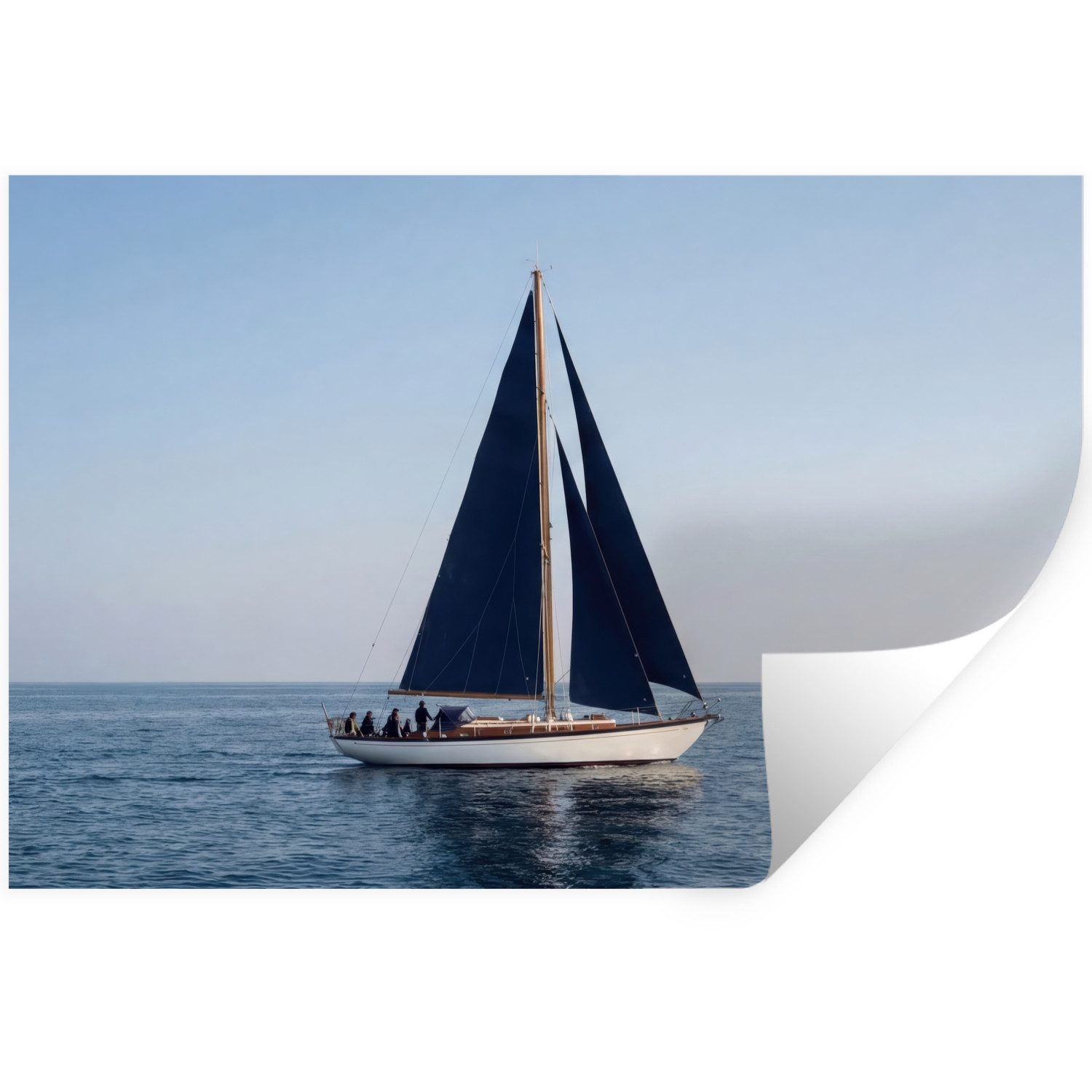 MuchoWow Wandsticker Segelboot - Meer - Blau (1 St), Wandtattoo, Selbstklebend, Wohnzimmer, 30x20 cm