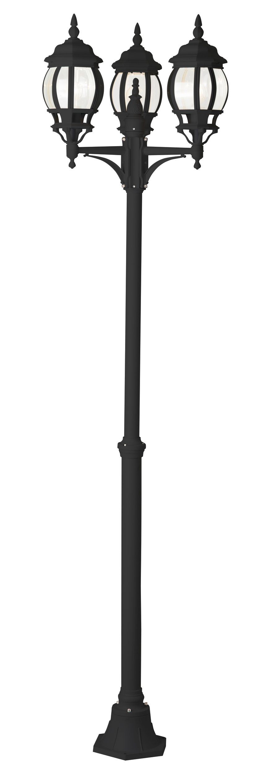 Lightbox Außen-Stehlampe, ohne Leuchtmittel, Kandelaber, 2,4 m Höhe, Ø 52 cm, 3 x E27, max. 60 W, IP23, schwarz