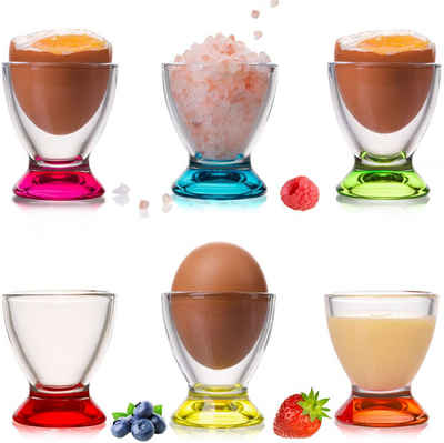 PLATINUX Eierbecher »Bunte Eierbecher«, (6 Stück), Set 6-Teilig Eierständer Frühstück Egg-Cup Eierhalter Brunch