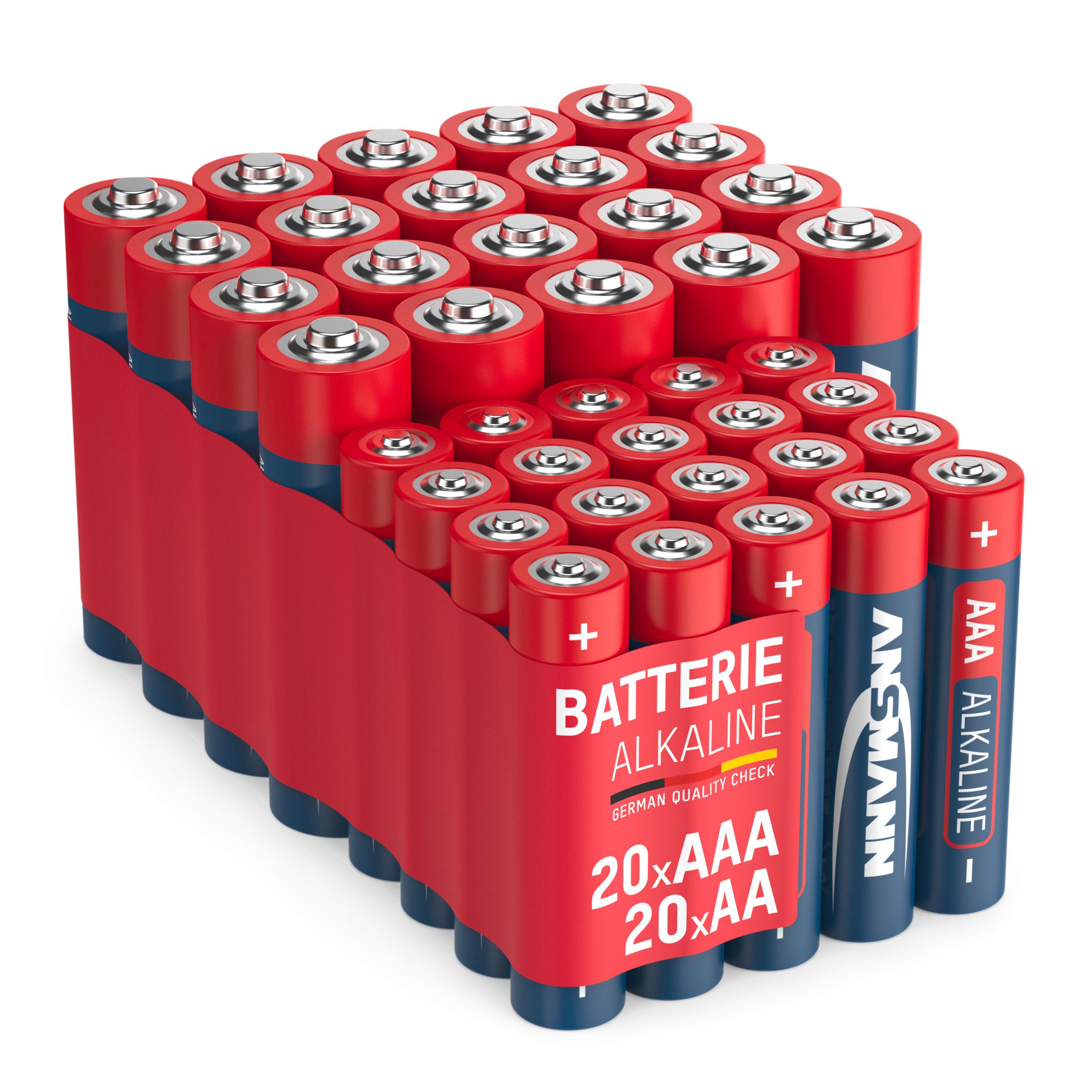 ANSMANN AG Batterie Set Alkaline 20x AA Mignon LR6 + 20x AAA Micro LR03 Großpack Batterie