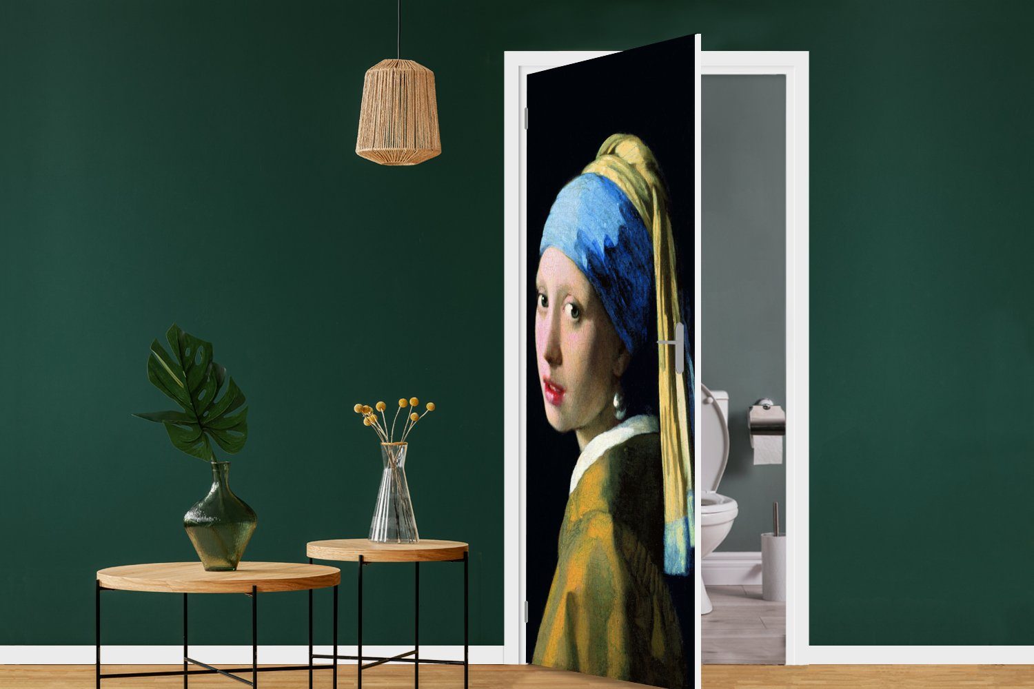 MuchoWow Türtapete bedruckt, - Fototapete Türaufkleber, 75x205 Das Matt, Mädchen Johannes dem Perlenohrring Tür, (1 cm St), für mit Vermeer