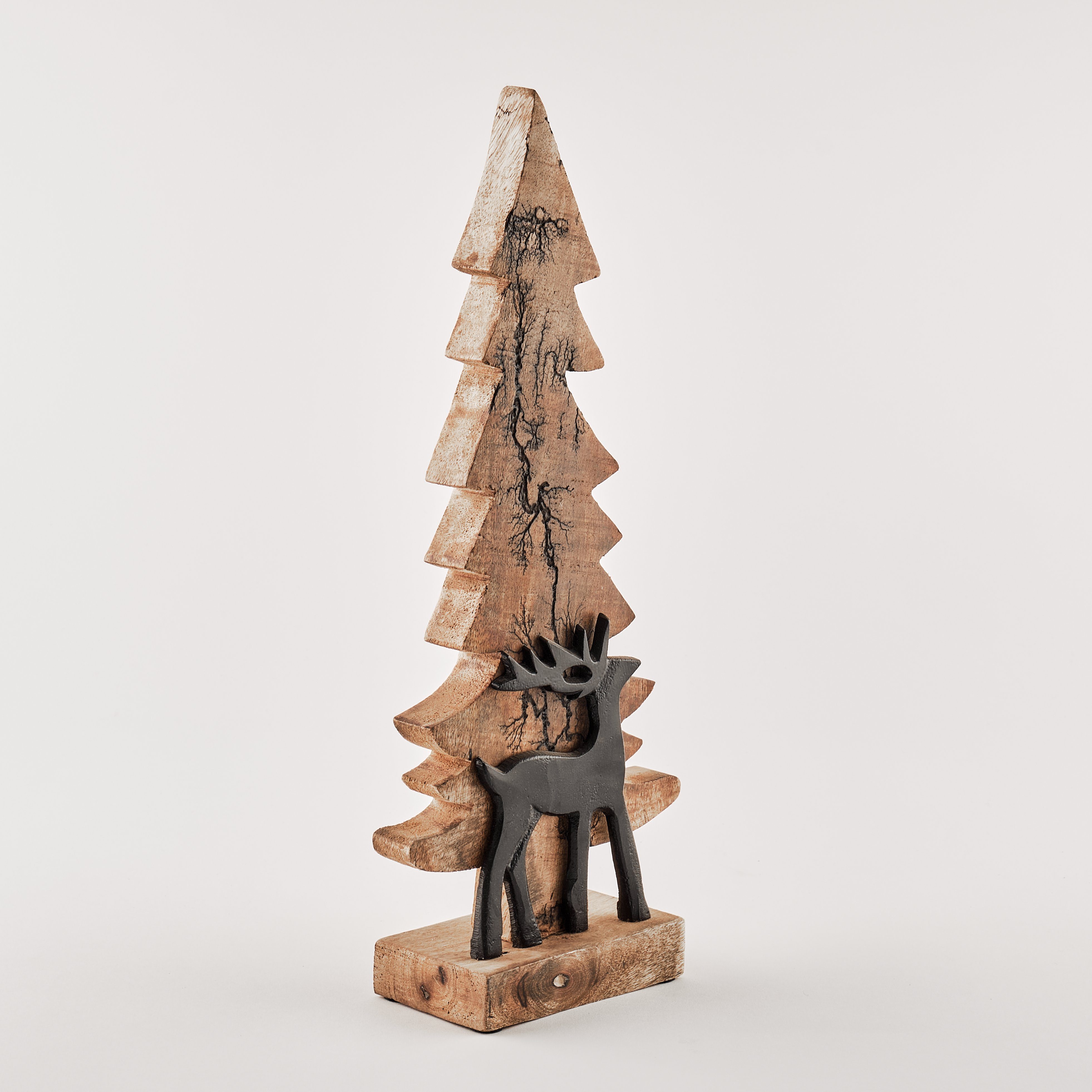 Mangoholz 40 Weihnachtsfigur aus Weihnachtsbaum, TOPCENT Crackle-Optik, mit Mangoholz cm, H