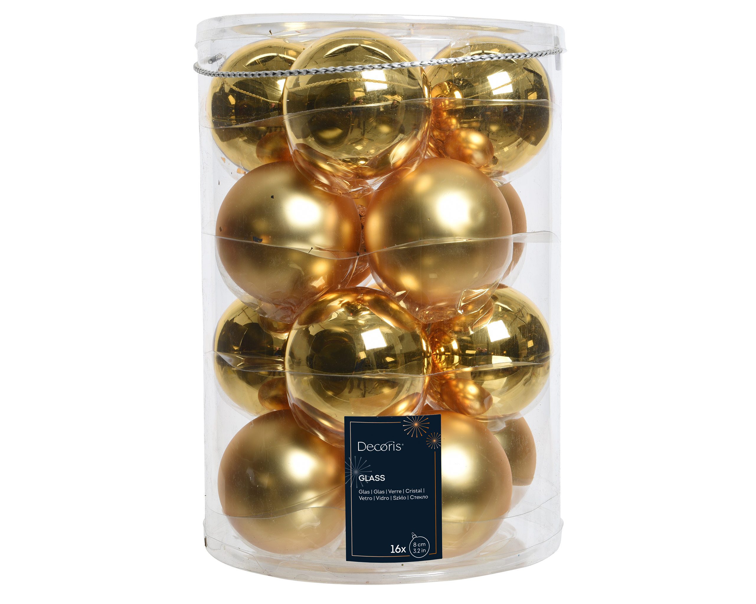 Kaemingk Weihnachtsbaumkugel, Weihnachtskugeln Glas 8cm 16 Stück - Hellgold