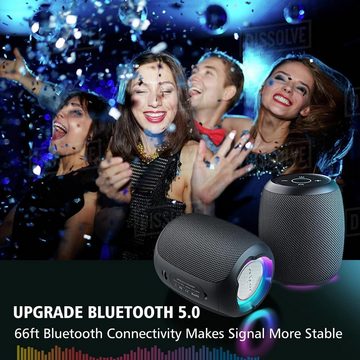 ZEALOT Stereo Lautsprecher (Bluetooth, 10 W, mit Licht, Musikbox Tragbarer Bluetooth Box mit IPX6 Wasserdicht Bass)