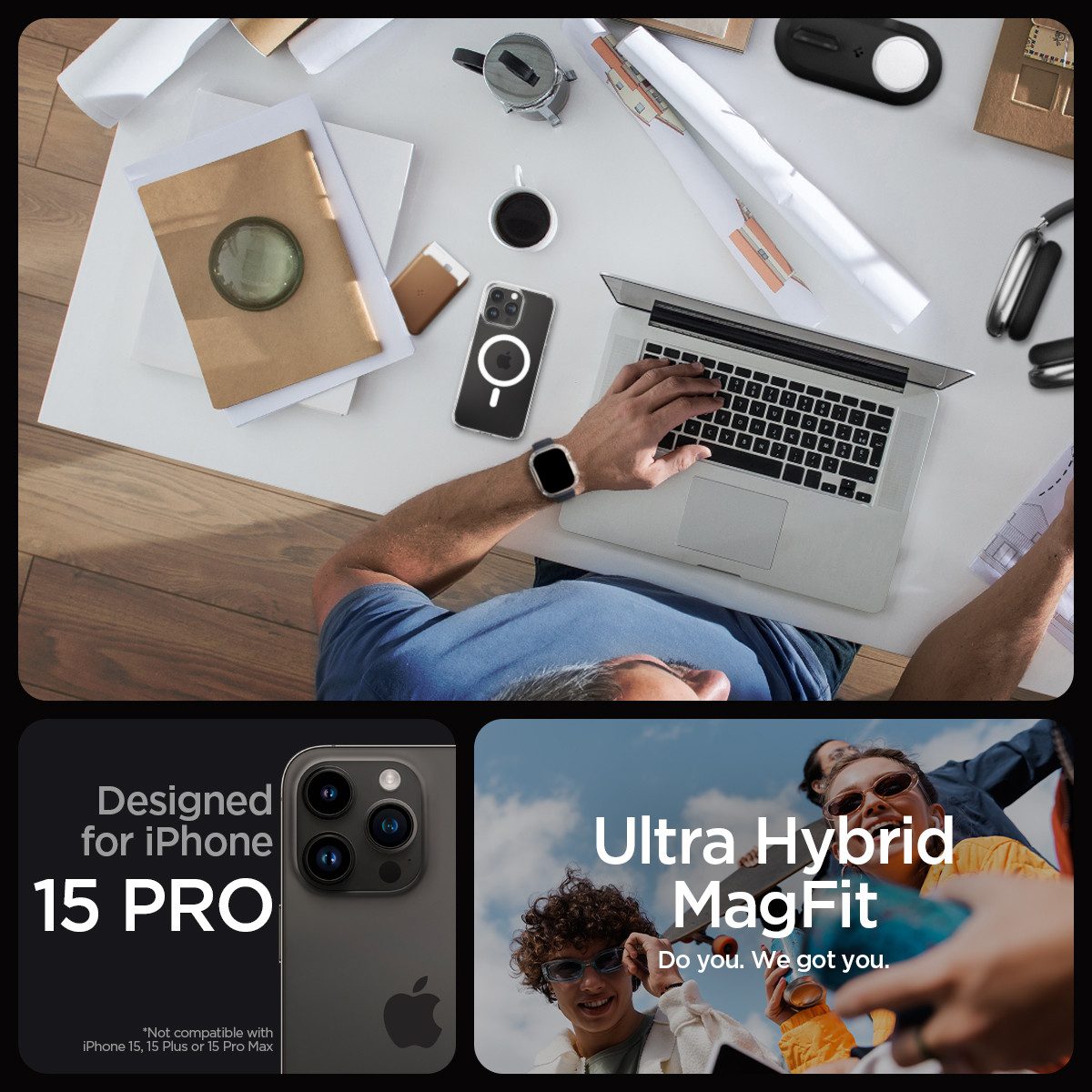 Spigen Smartphone-Hülle Handyhülle für iPhone 15 Pro Magsafe Schutzhülle Robust Hülle, iPhone 15 Pro Hülle MagSafe, Transparente, Kabellos laden kompatibel