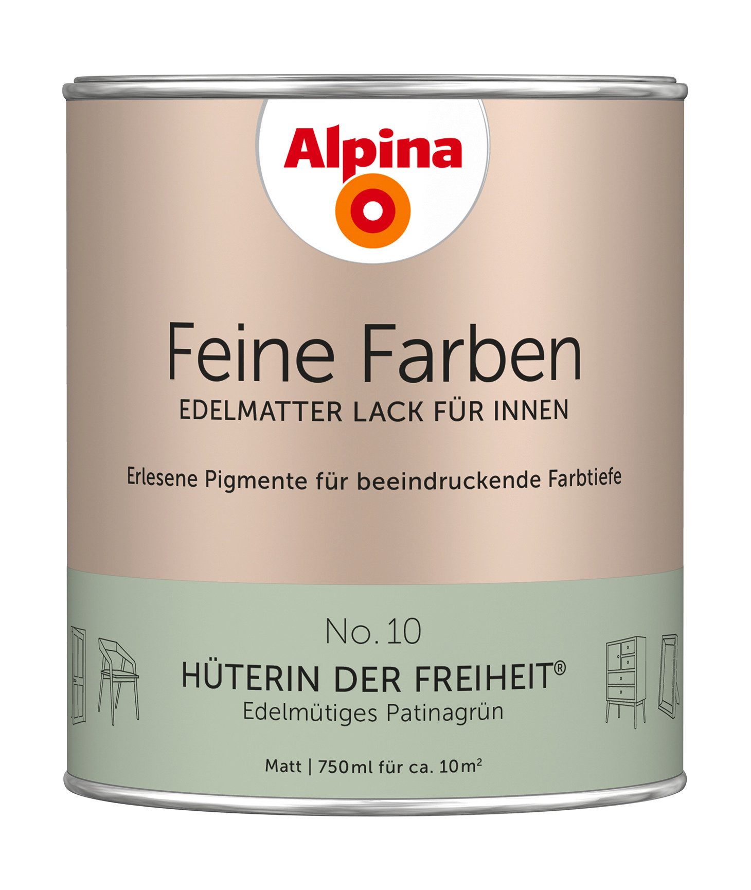 Lack Alpina Feine Farben Lack edelmatt 750ml - Farbfamilie Grün