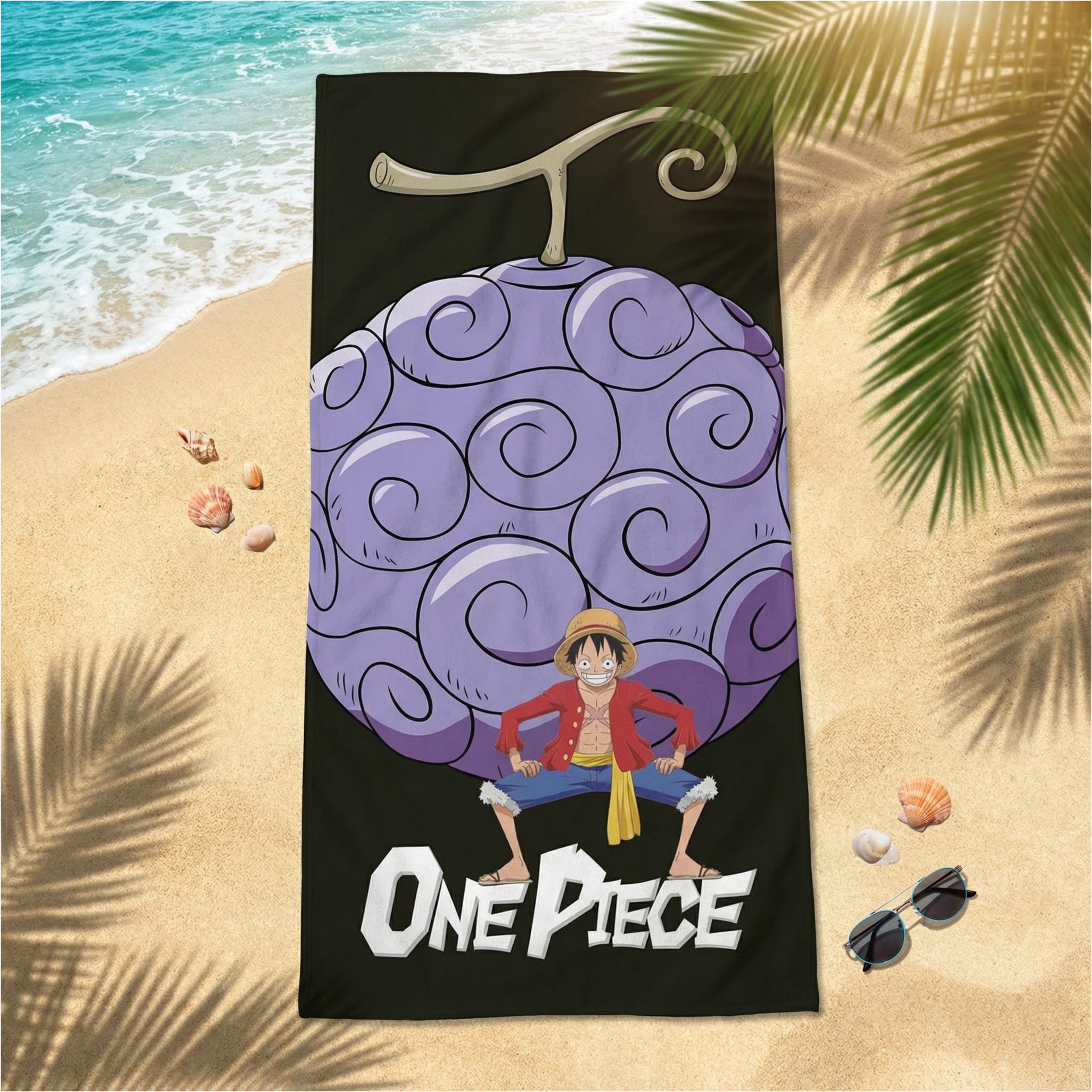One Piece Anime Strandtuch One Piece Monkey D Ruffy Mikrofaser Strandtuch Handtuch Badetuch, 70 x 140 cm