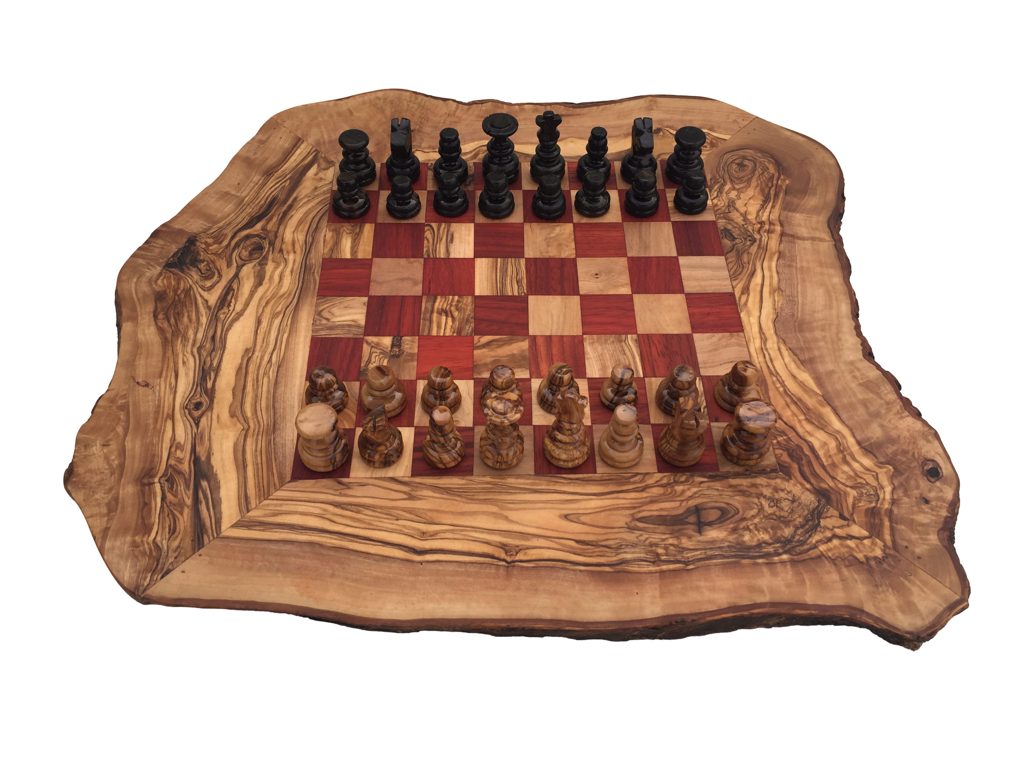 medina mood Spiel Schachspiel Schachbrett rustikal Gr. L braun rot aus Olivenholz