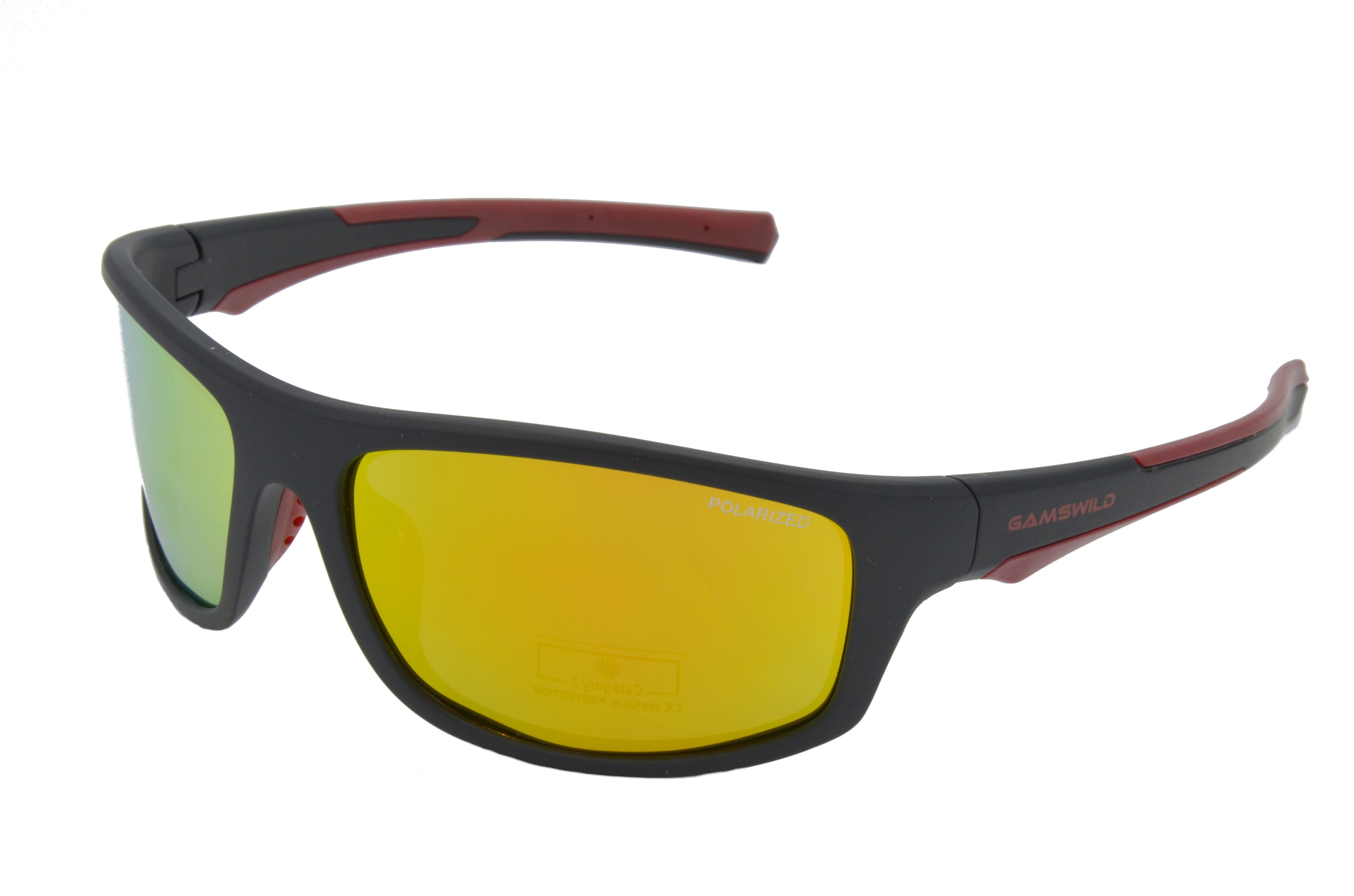 Gamswild Sportbrille WS2238 Sonnenbrille Damen Herren Fahrradbrille Skibrille Unisex, TR90 / polarisiert, grau, blau, schwarz-rot, -orange, -grün