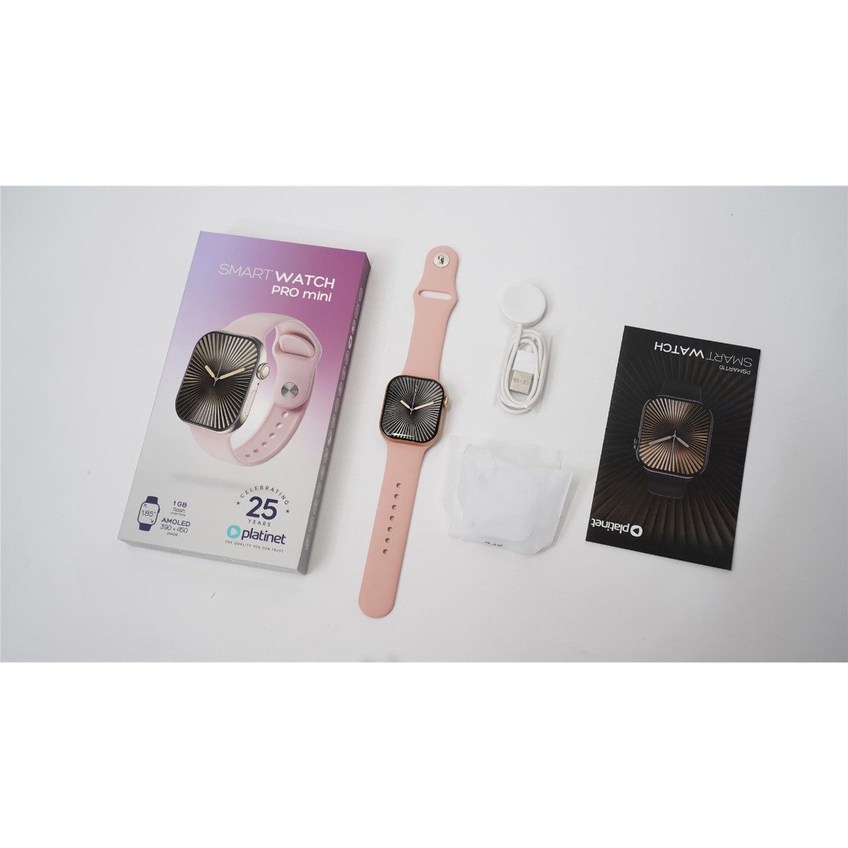 Platinet PSMART10 Smartwatch (4,7 cm/1,85 Zoll), AMOLED Display mit Gesundheitsfunktionen und langer Akkulaufzeit Rosegold