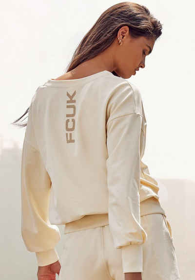 FCUK Sweatshirt (1-tlg) Sweatshirt mit V-Ausschnitt und großen Rückenprint, Loungeanzug