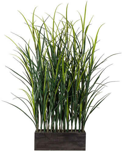 Kunstpflanze Kunststoffgras Raumteiler Gras, Creativ green, Höhe 90 cm, im Holzkasten