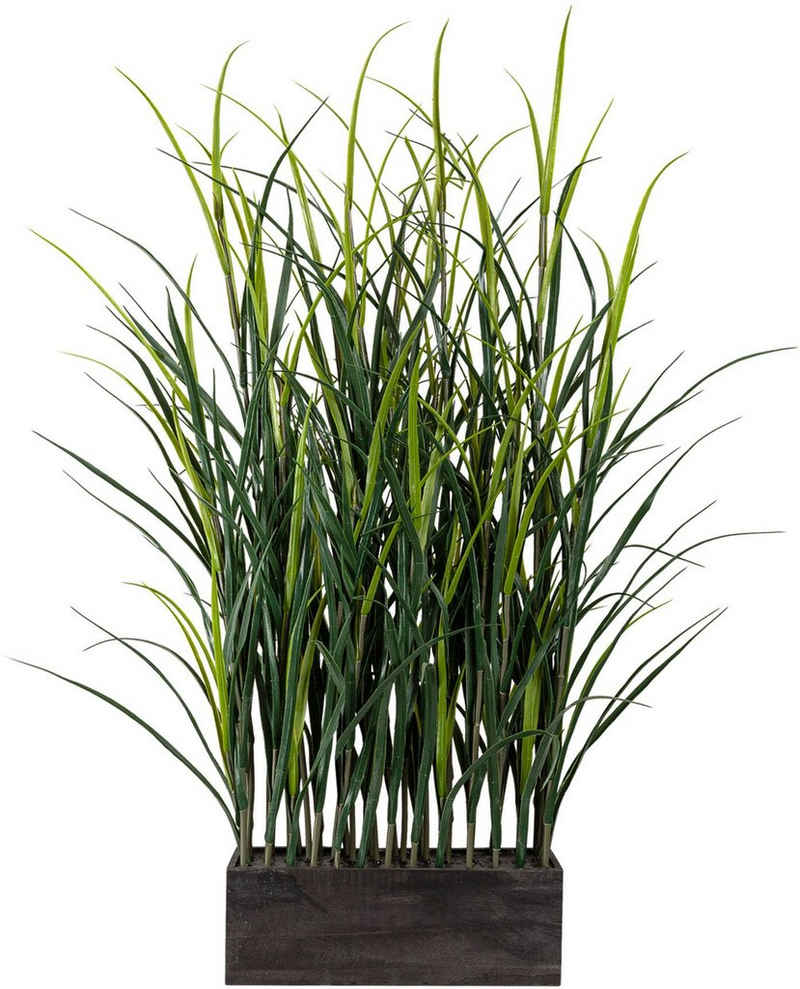 Kunstpflanze Kunststoffgras Raumteiler Gras, Creativ green, Höhe 90 cm, im Holzkasten