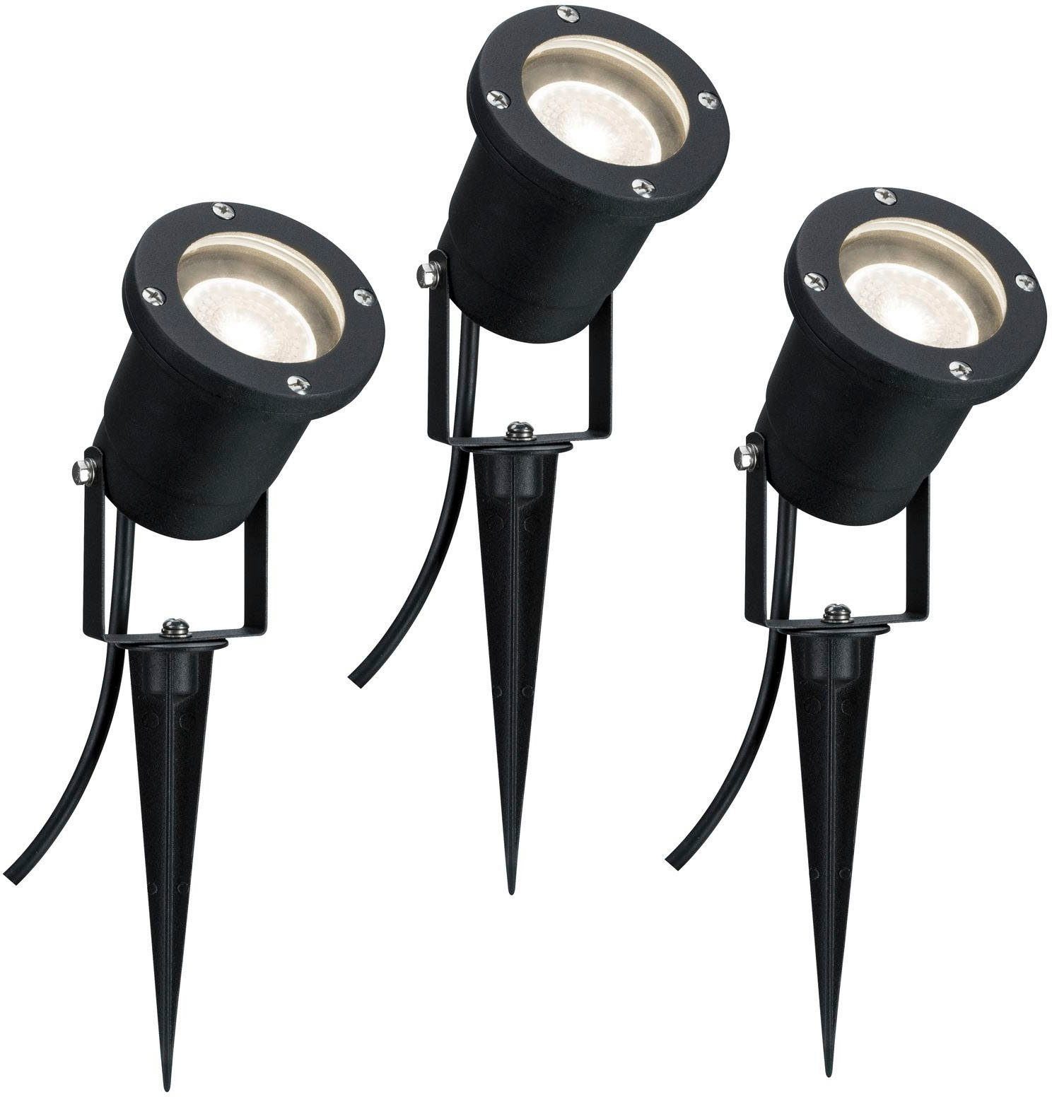 Paulmann LED Gartenstrahler Outdoor Warmweiß, Aluminium, IP65 230V Schwarz GU10, fest LED 3x3,5W GU10 IP65 230V integriert, Spotlight 3000K