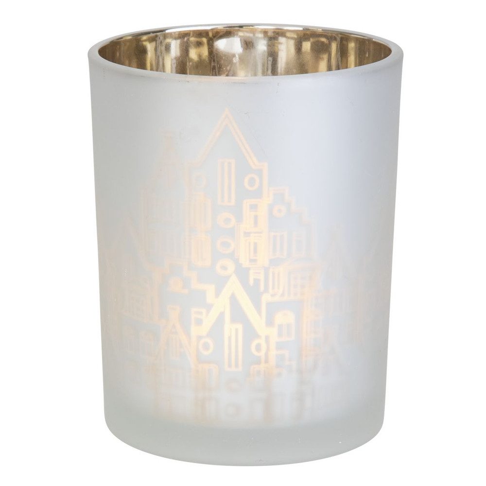 MICA Dekolicht Windlicht - Häusermotive - Größe XL - ca. 10 x 10 x 12,5 cm