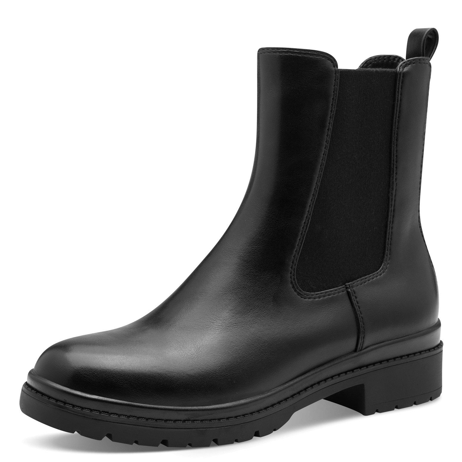 Tamaris Chelseaboots, Blockabsatz, Basic, Stiefelette in veganer Verarbeitung