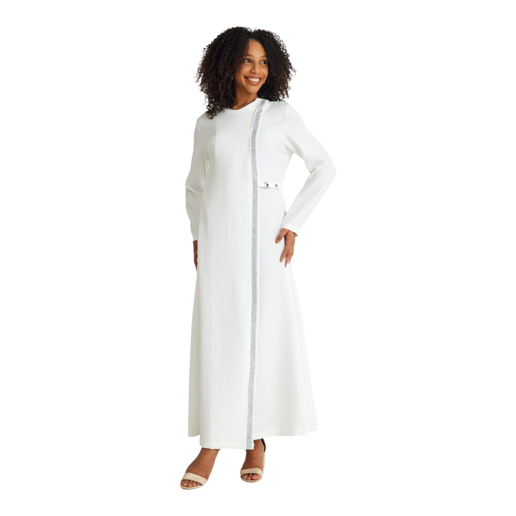 fashionshowcase Tunikakleid Abaya Kleid mit Schmuckdetails – Modest Fashion