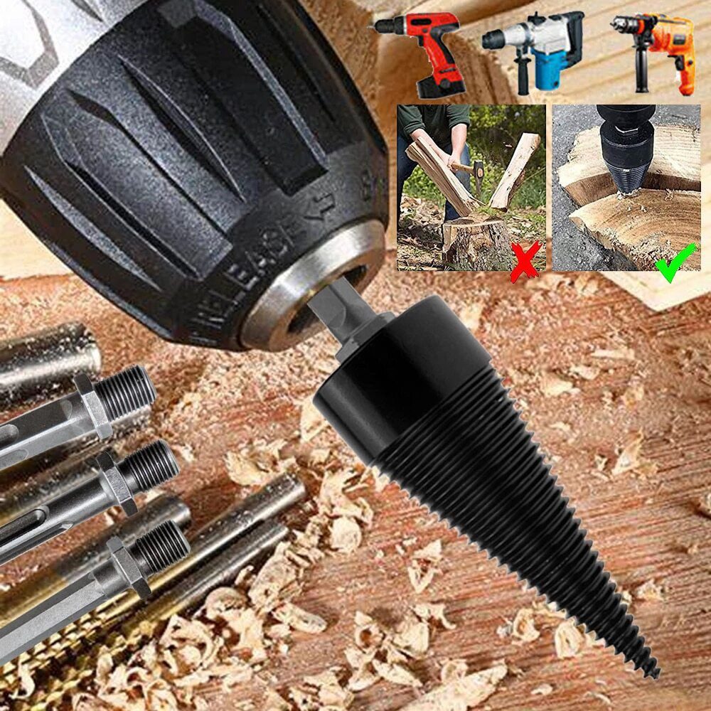 PRIISF Elektroholzspalter Holzspalter Bohrer Brennholzbohrer Schraube Kegel Holz Kegelspalter, (42mm / 32mm mit 3 Bohrgriffe Set, Hochleistungs-Bohrschraube, Holzschneider Kegelspalter Spaltbohrer Kegeltreiberschraube Abnehmbare), Schraube Kegel Brennholz Stahl Kegelbohrer Holzspalte Bohrkegel