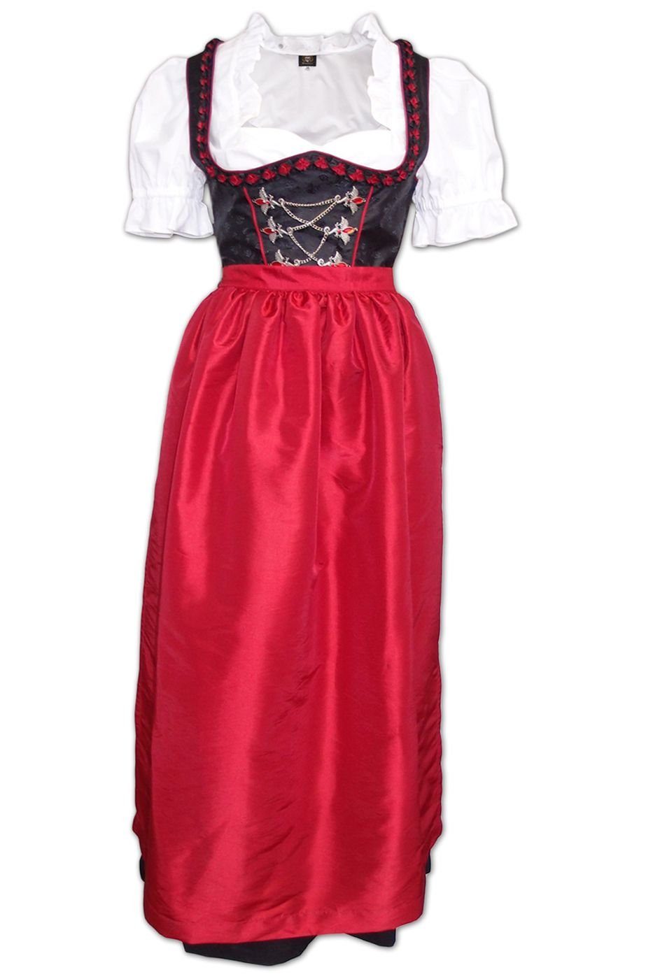 Dirndl langes 2-teiliges Dirndl schwarz/mittelrot Schwarz/mittelrot Wear Landhaus OD5 German