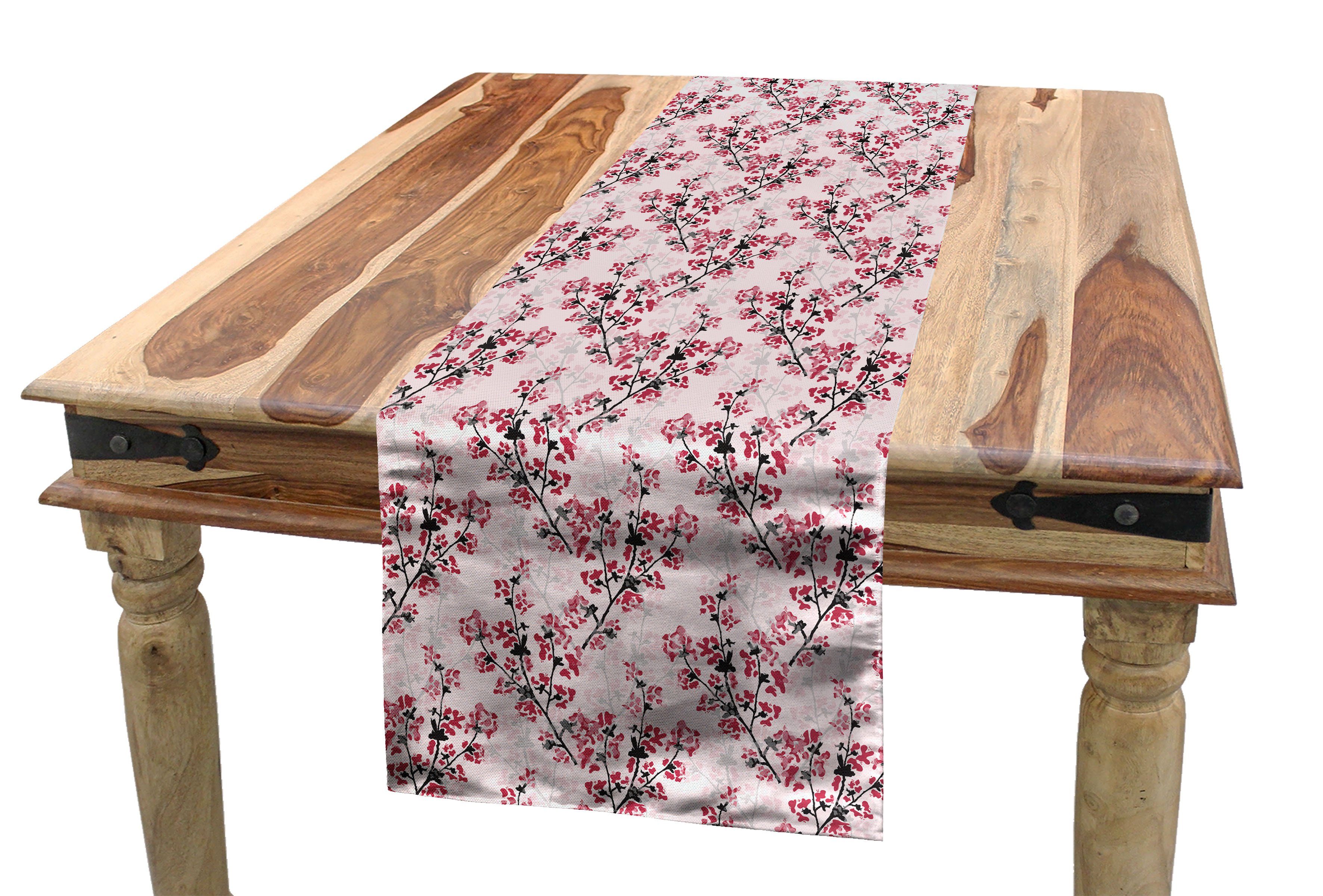 Abakuhaus Tischläufer Esszimmer Küche Rechteckiger Dekorativer Tischläufer, japanisch Sakura Zweige Bloom