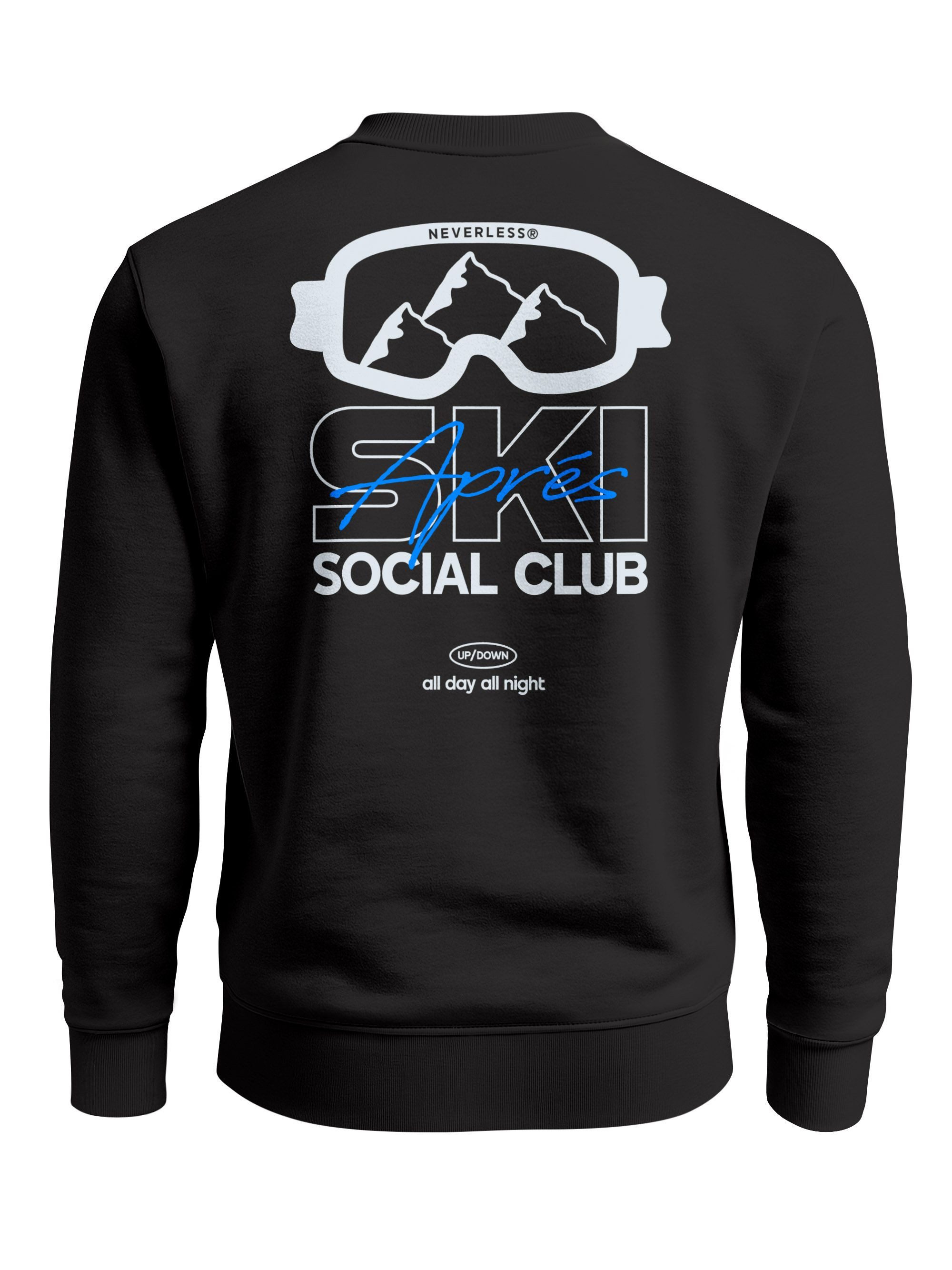 Neverless Sweatshirt Sweatshirt Herren Pullover Backprint Après Ski Social Club Skifahren
