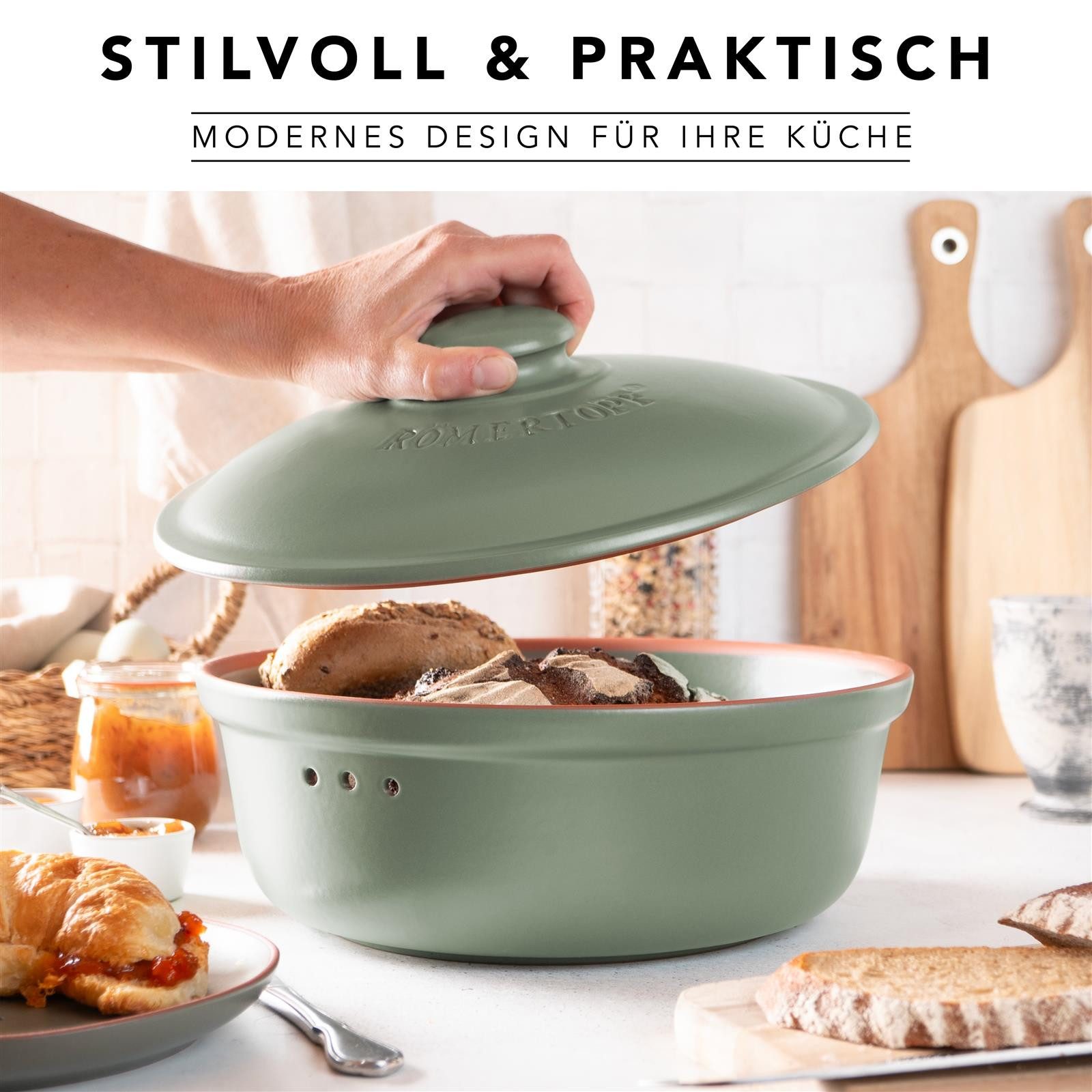 RÖMERTOPF Römertopf Brottopf Rund Ø 30cm - Keramik Brotkasten – Bild 5 von 5